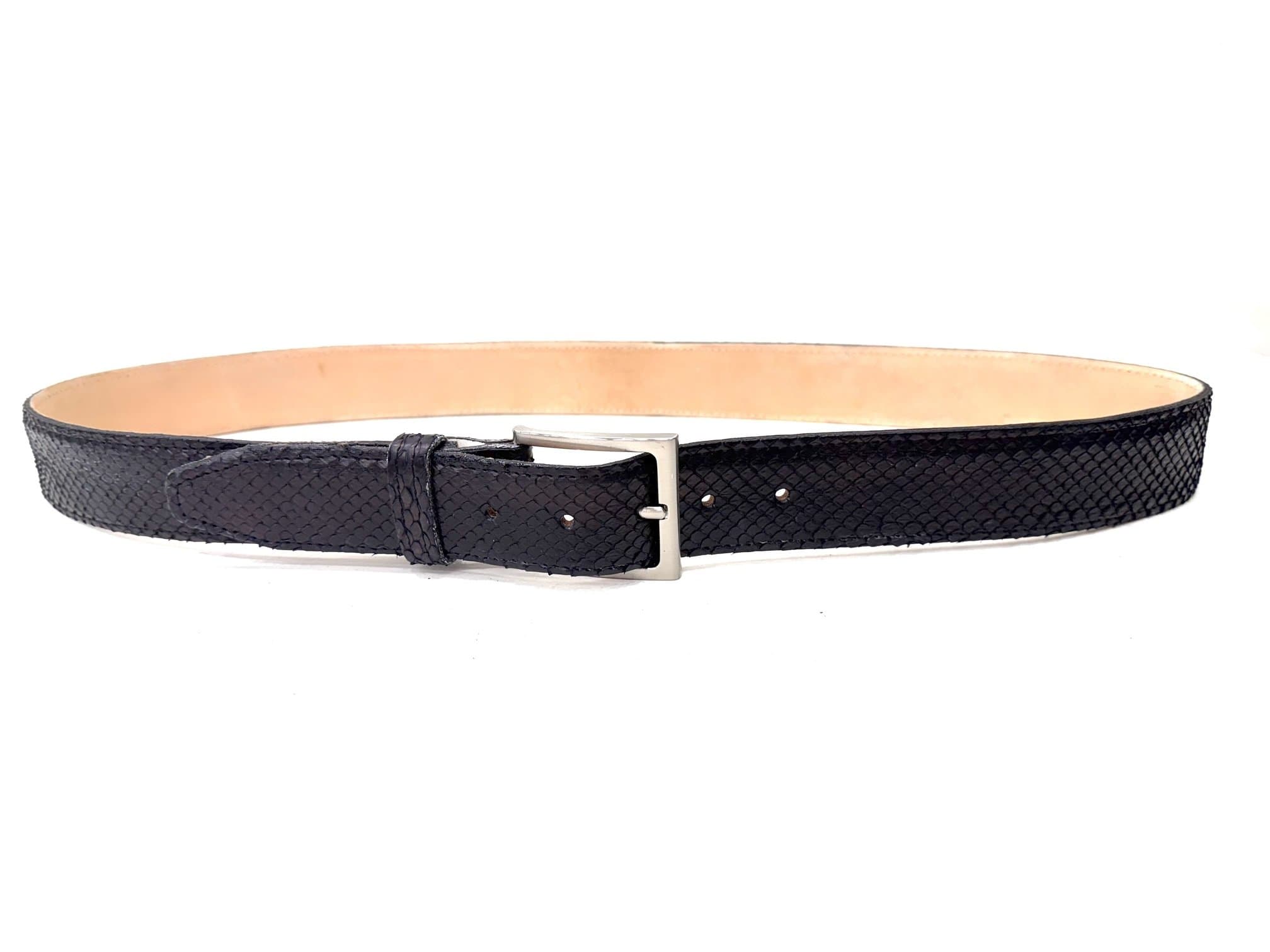 Cintura uomo in vera pelle di pitone GUATEMALA, colore NERO, CITES, CHIAROSCURO, Made in Italy