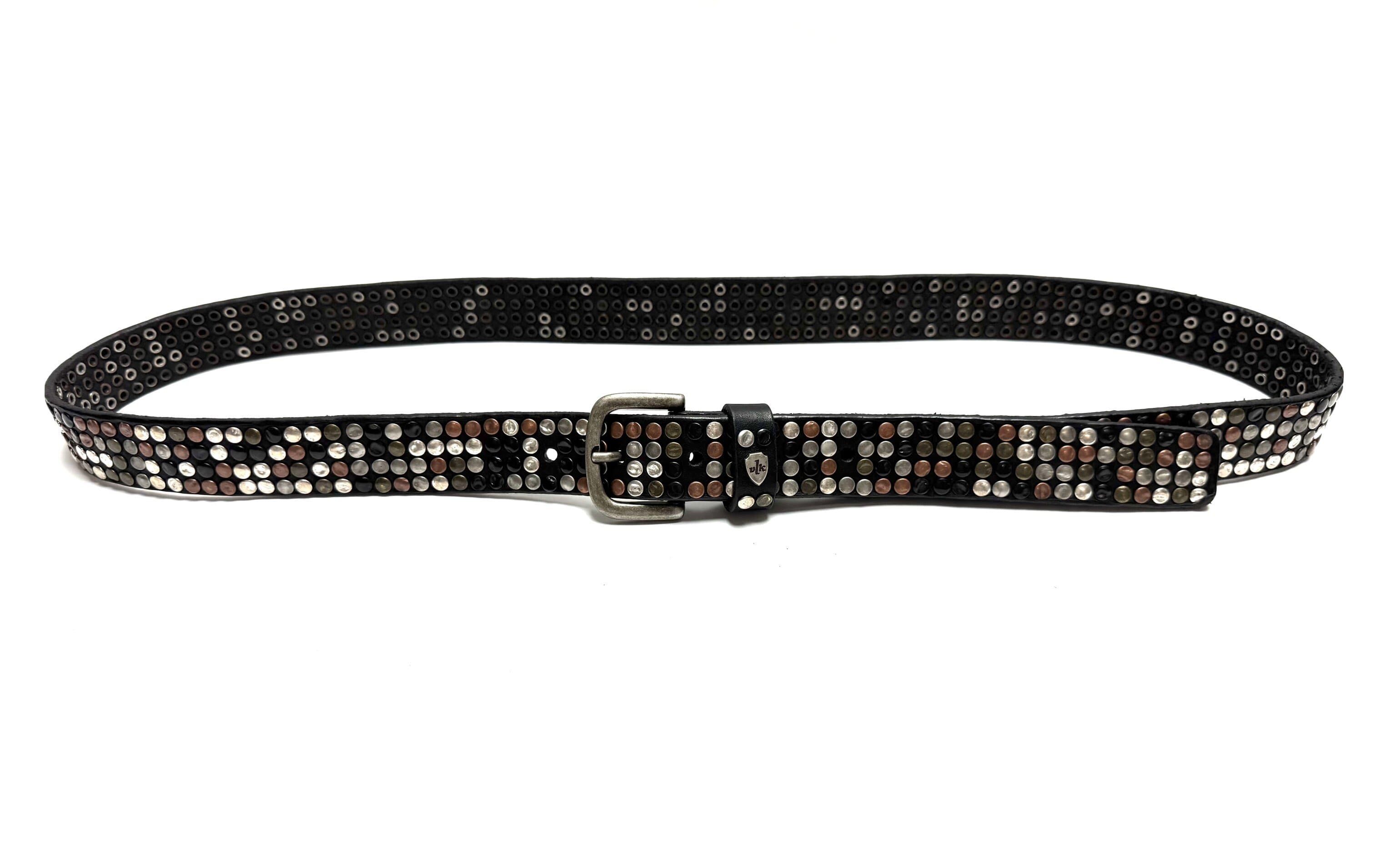 Cintura in vera pelle CHIAROSCURO - VLK mod. CALCUTTA MEDIUM colore NERO con borchie random Made in Italy