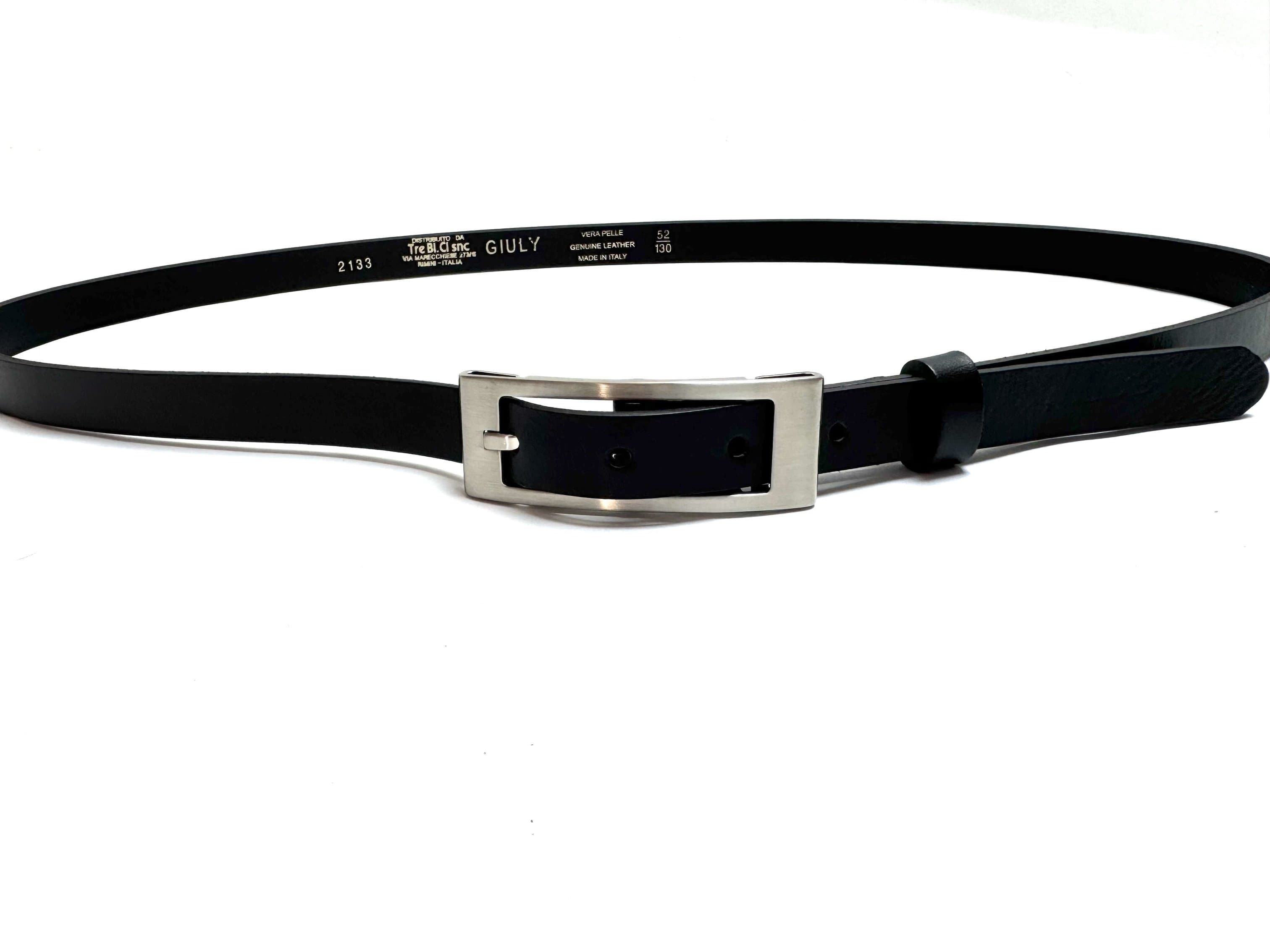 Cintura donna in vera pelle CHIAROSCURO mod. CARRARA colore NERO, Made in Italy