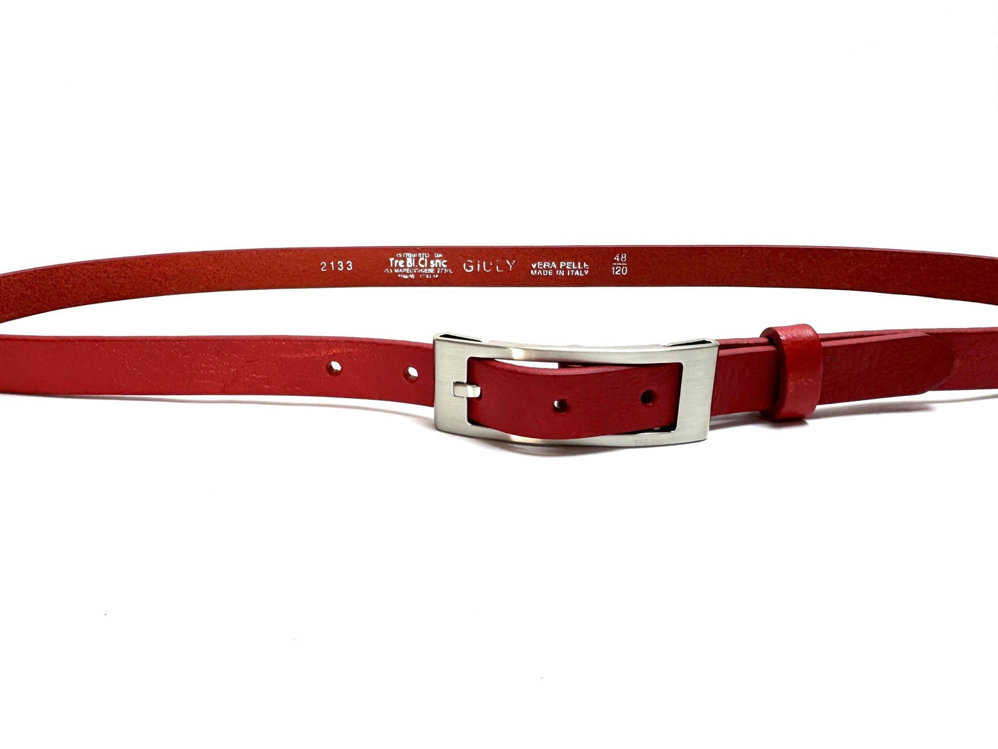 Cintura donna in vera pelle CHIAROSCURO mod. CARRARA colore ROSSO, Made in Italy