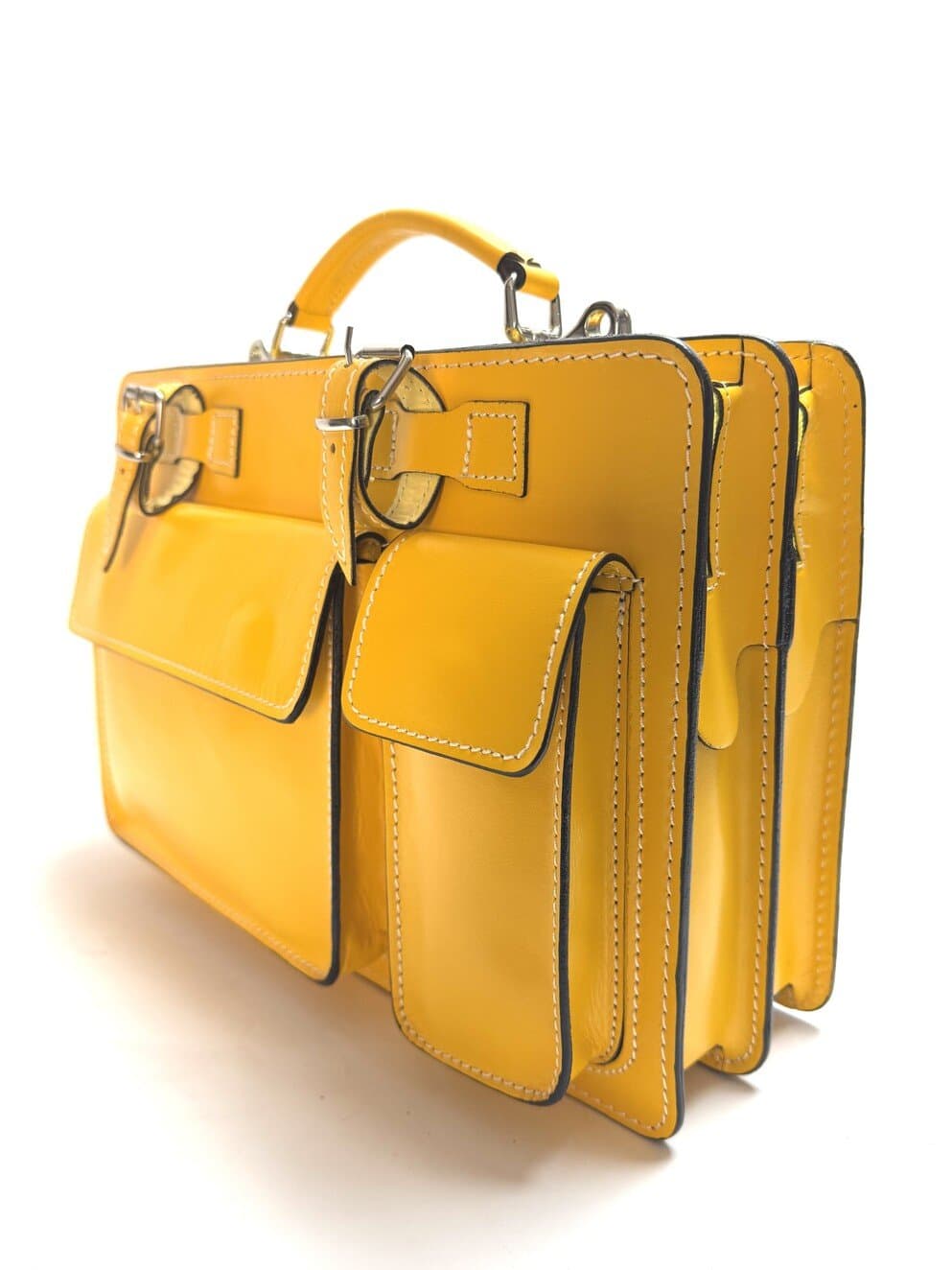 Cartella ufficio / lavoro in vera pelle CHIAROSCURO mod. ALEX medium colore GIALLO Made in Italy. Misura ideale per tablet di media dimensione/ agende di lavoro