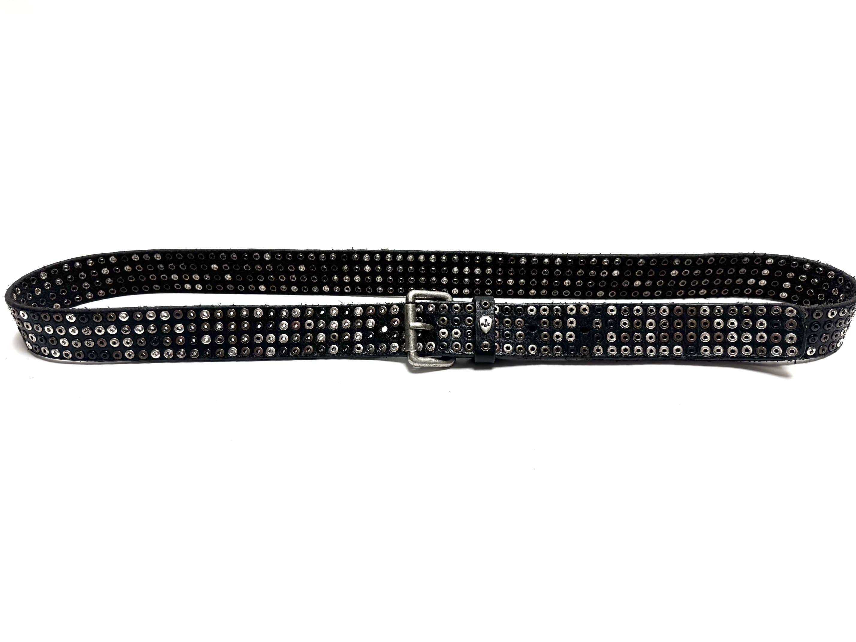 	 Cintura in vera pelle CHIAROSCURO - VLK mod. CARTAGENA colore NERO con borchie random Made in Italy