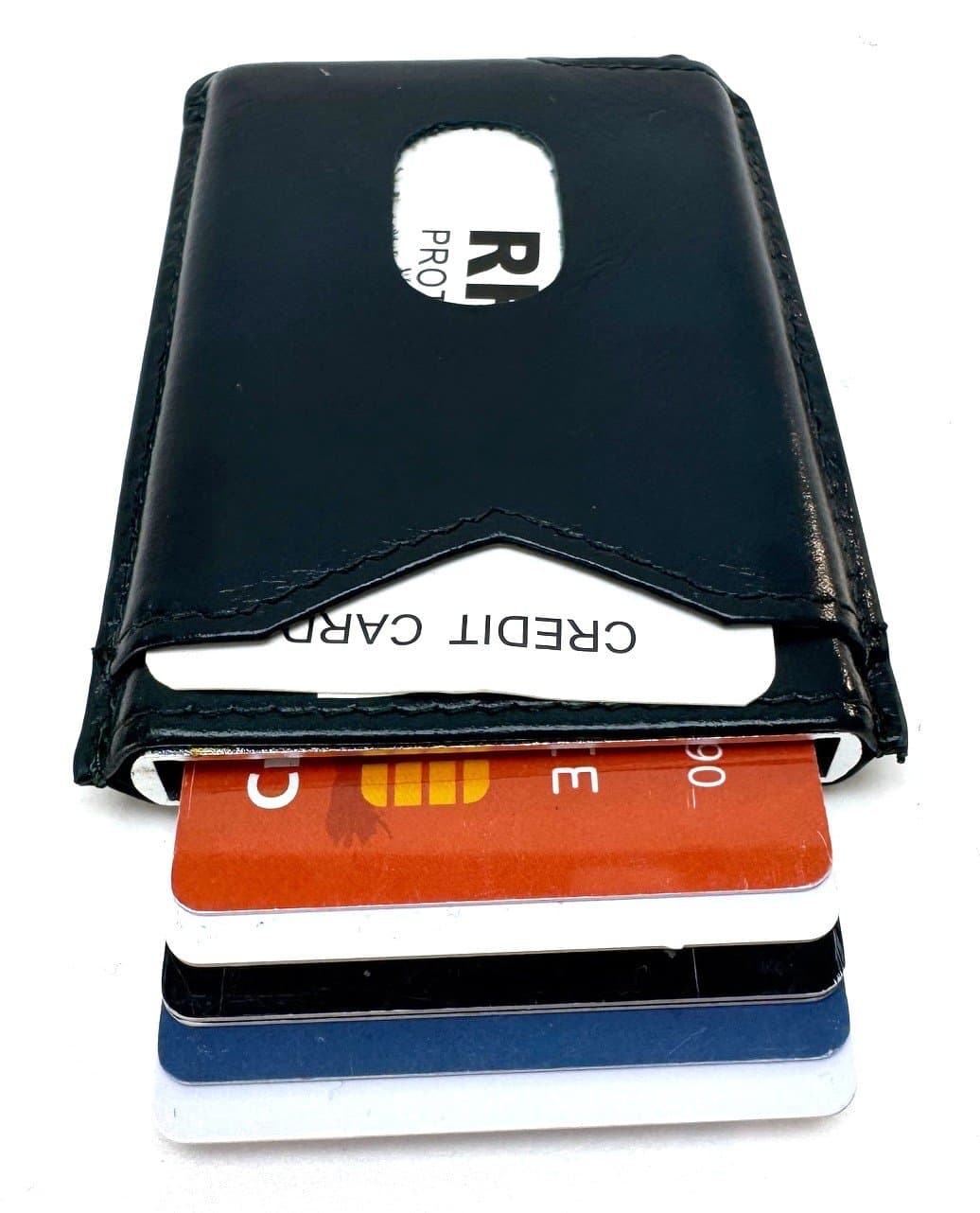 Portafoglio in vera pelle e porta carte di credito in alluminio, da uomo LAVAL con BLOCCO RFID, colore BLU, CHIAROSCURO