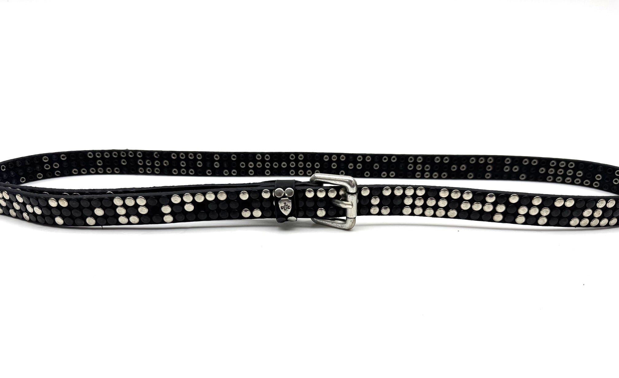 Cintura in vera pelle CHIAROSCURO - VLK mod. CALCUTTA SMALL colore NERO con borchie random Made in Italy