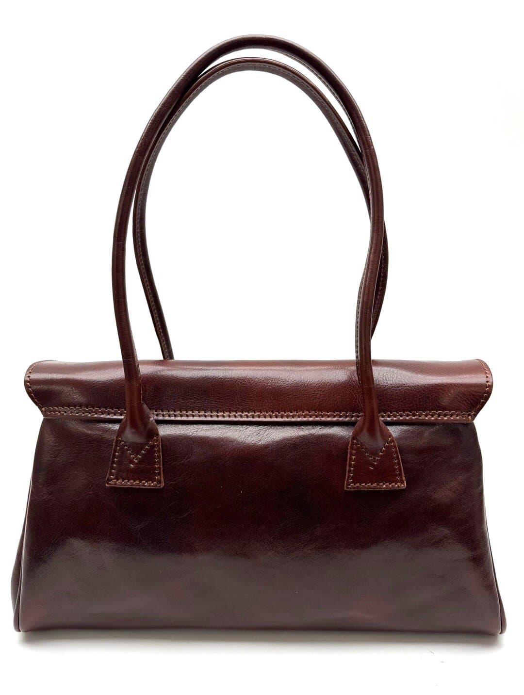 Borsa donna in vera pelle CHIAROSCURO mod. MARGHERITA, colore MARRONE, Made in Italy.