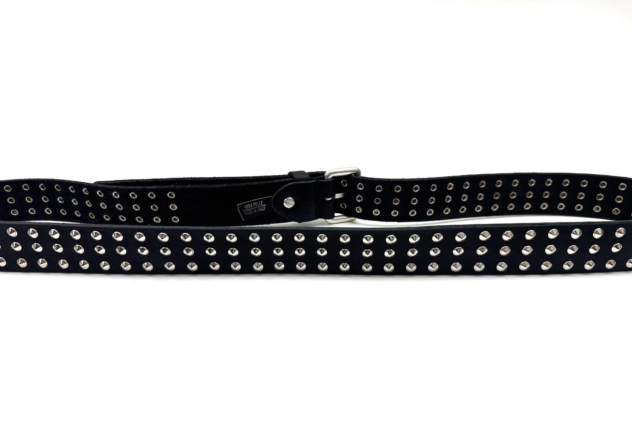 Cintura in vera pelle CHIAROSCURO - VLK mod. MANCHESTER colore NERO con borchie Made in Italy