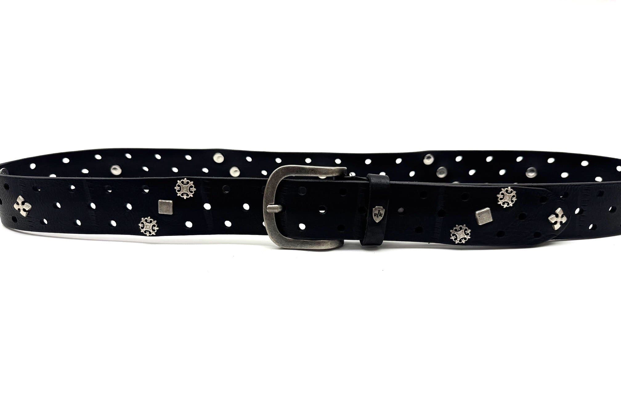 Cintura in vera pelle CHIAROSCURO - VLK mod. TOLEDO colore NERO con borchie Made in Italy