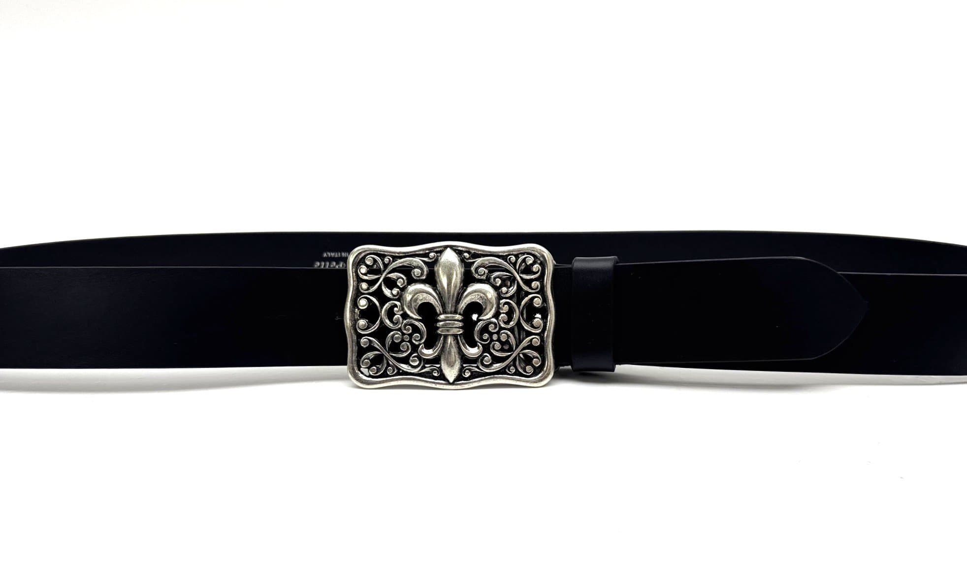 Cintura in vera pelle da uomo AUSTIN - GIGLIO, colore NERO, fibbia speciale, CHIAROSCURO, Made in Italy