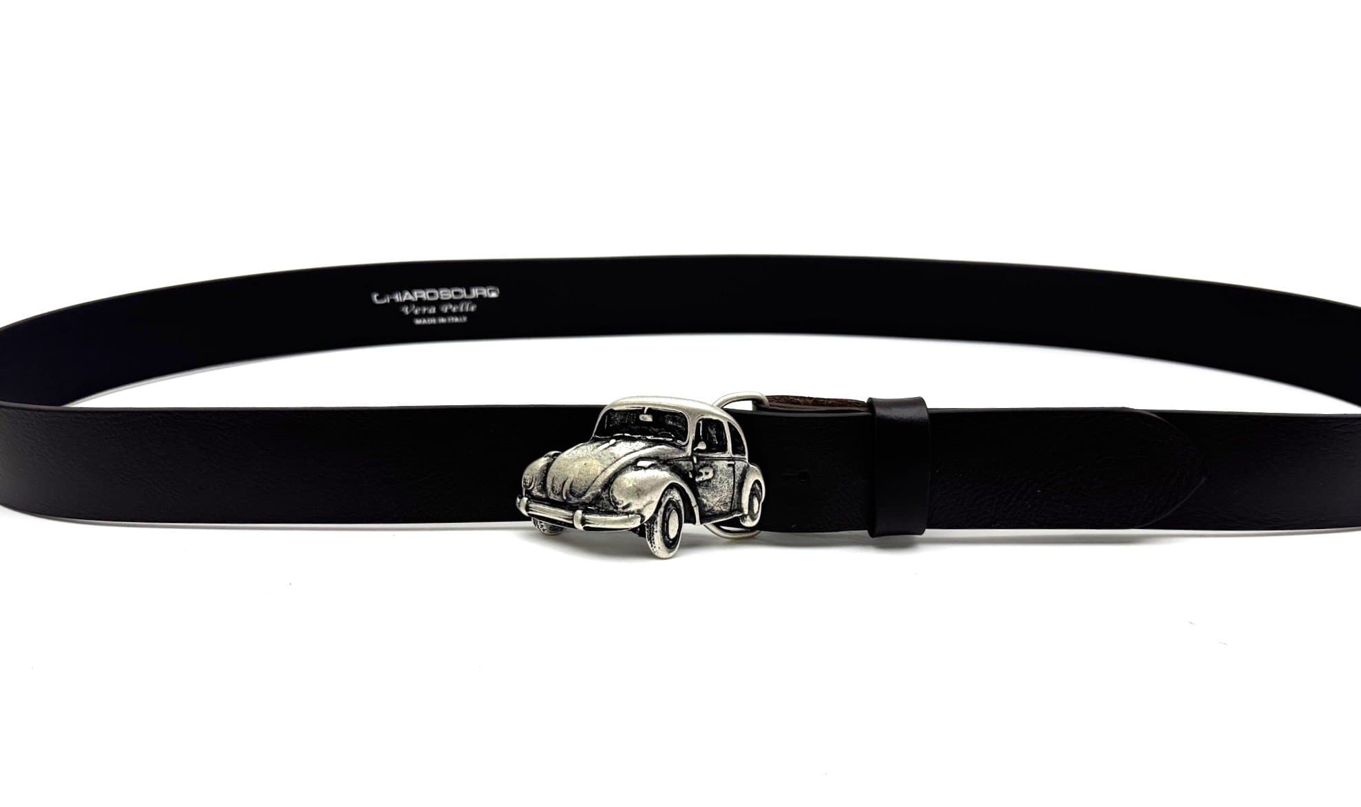 Cintura in vera pelle da uomo AUSTIN - MAGGIOLINO, colore TESTA MORO, fibbia speciale, CHIAROSCURO, Made in Italy