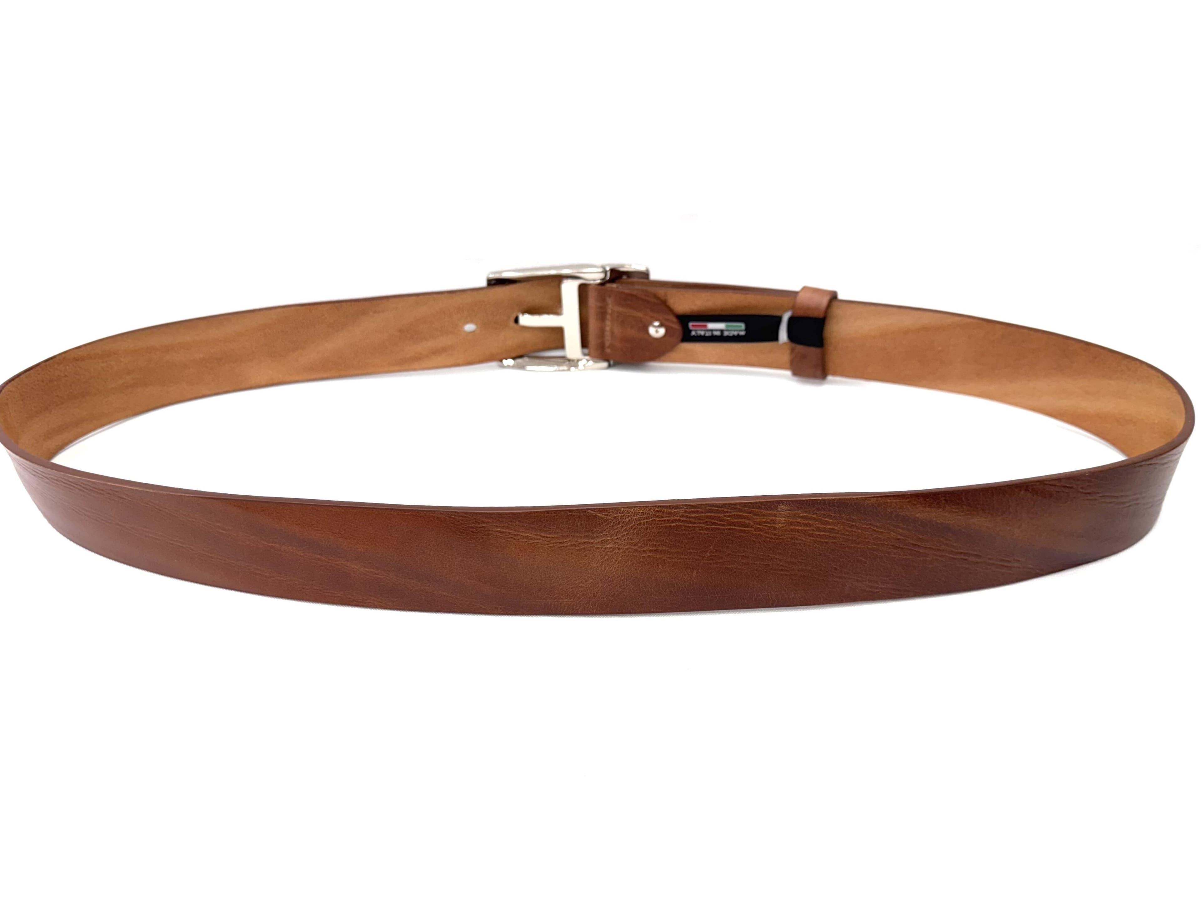 Cintura uomo in vera pelle mod. TERNI colore MARRONE, CHIAROSCURO, Made in Italy
