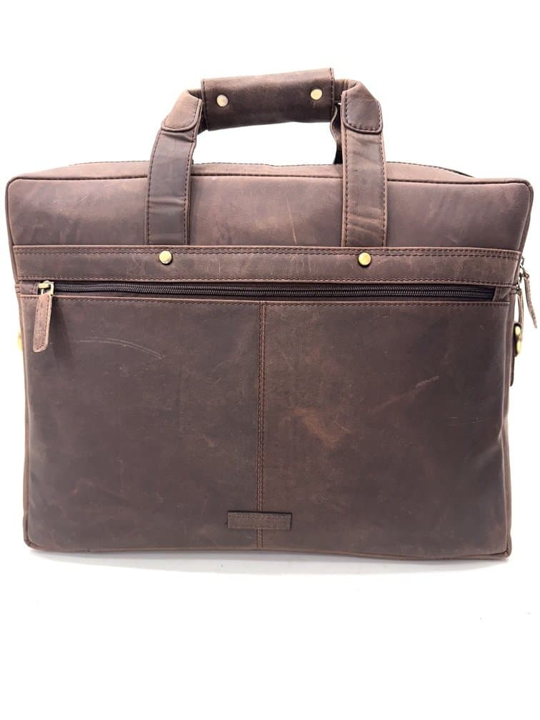 ANSALDO: cartella ufficio / borsa lavoro, uomo - donna, colore: NABUK MARRONE, Made in Italy.