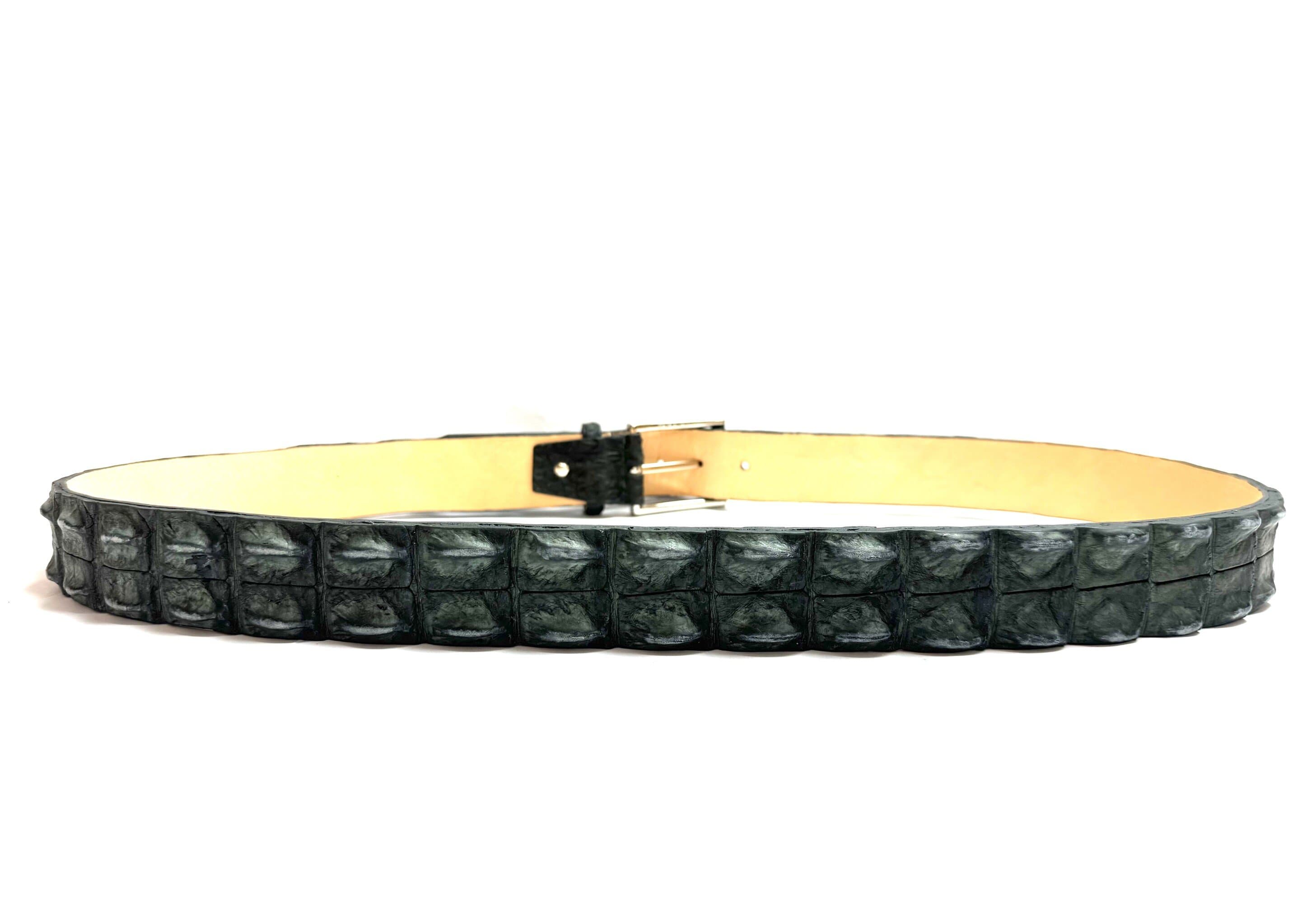 Cintura uomo in vera pelle di coccodrillo JOHANNENSBURG, CITES, colore GRIGIO SCURO, SANTINI, Made in Italy