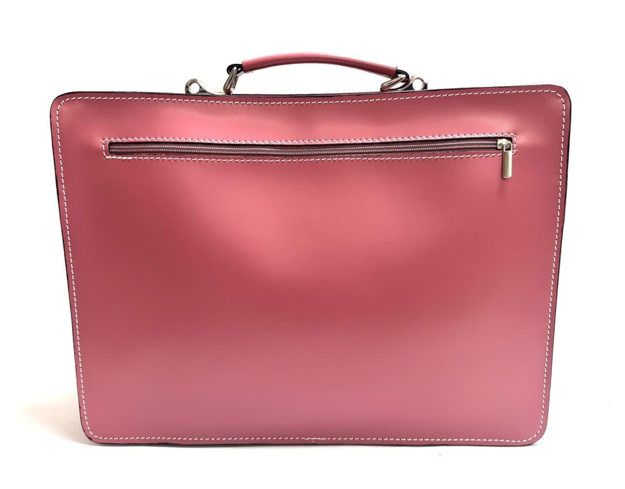 Cartella ufficio / lavoro in vera pelle CHIAROSCURO mod. ALEX XXL, colore ROSA PASTELLO, Made in Italy adatta a computer Pc portatile 13/14 pollici, brochure grandi, cartelle e fogli formato A4.