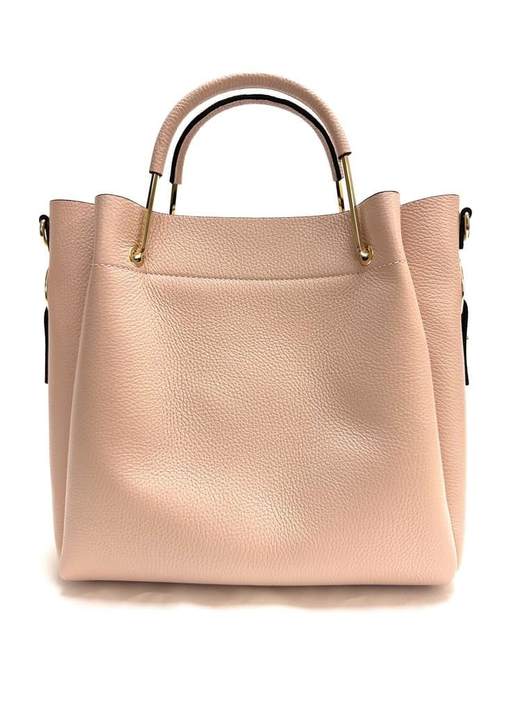 Borsa donna KAROLINA a spalla in vera pelle rigida, colore ROSA, CHIARO SCURO, Made in Italy