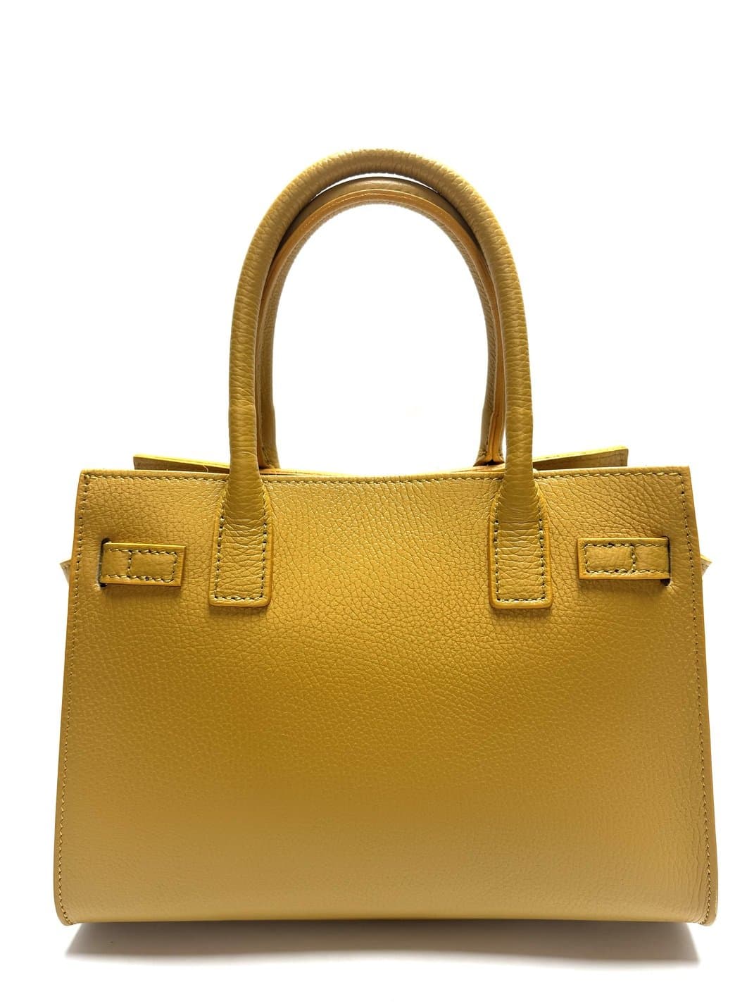 Borsa da donna in vera pelle KRISTAL, colore GIALLO, CHIAROSCURO, Made in Italy