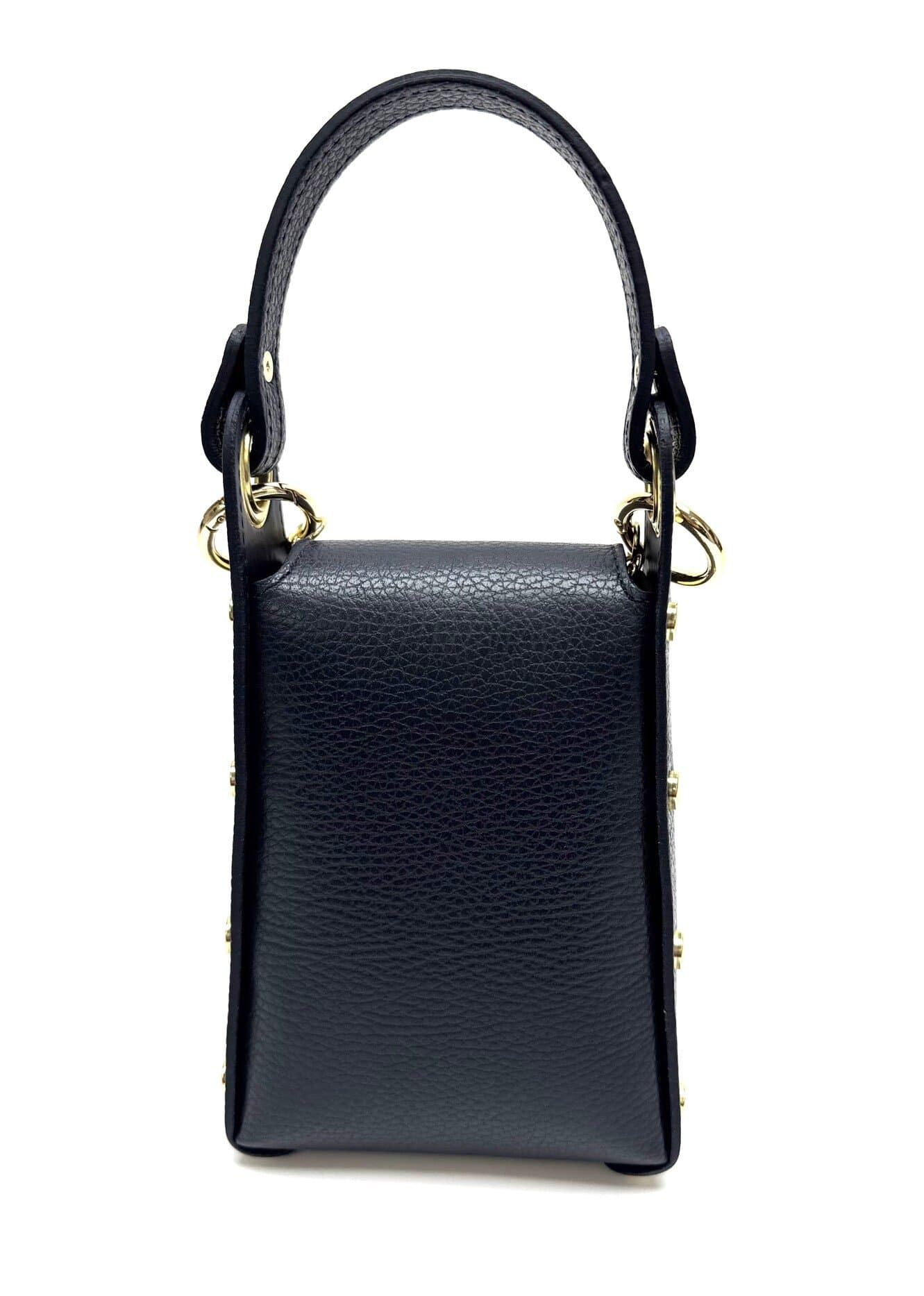 Borsa a mano / tracolla da donna in vera pelle AIDA BEE BAG, colore BLU SCURO, CHIAROSCURO, Made in Italy.