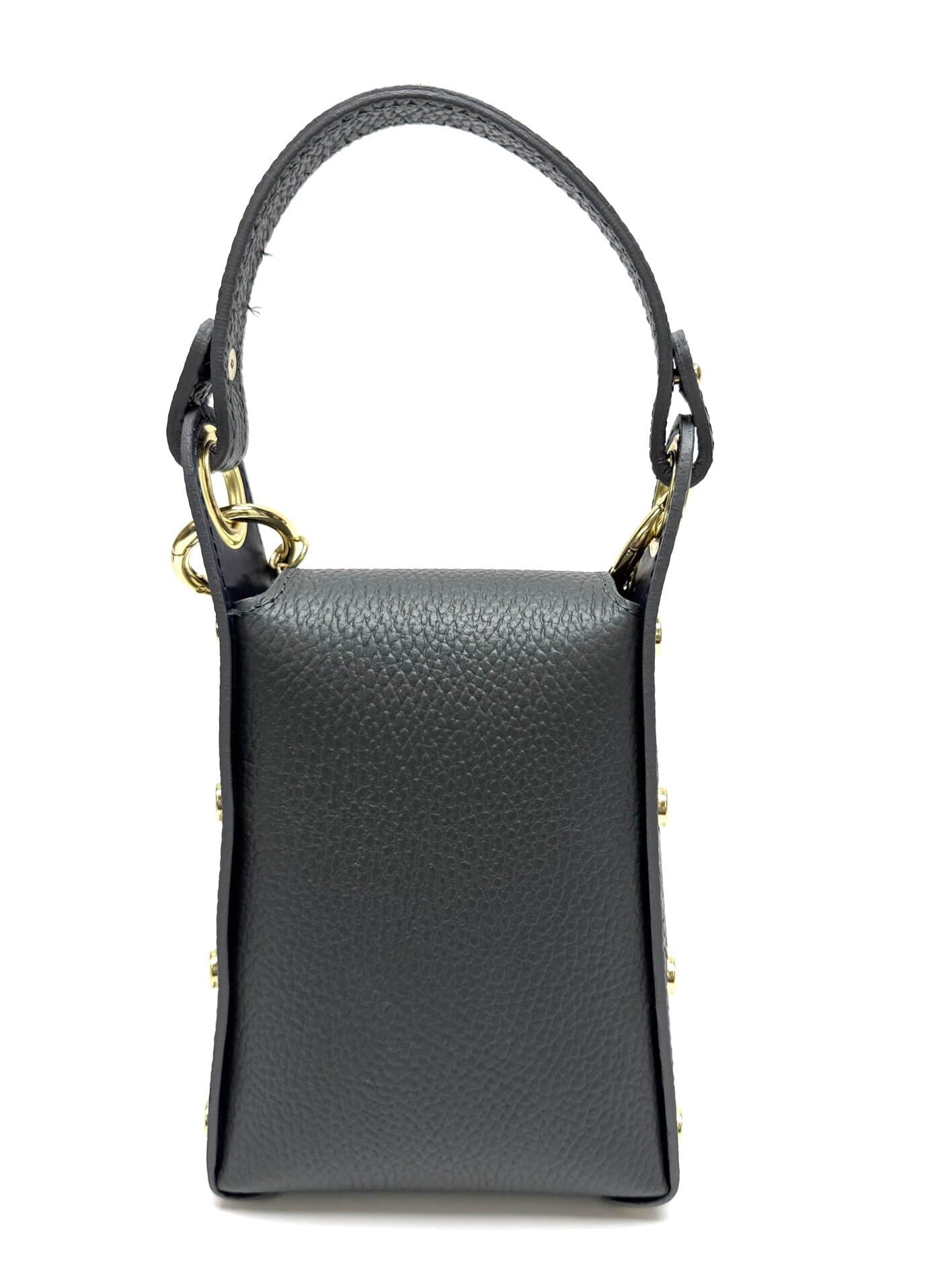 Borsa a mano / tracolla da donna in vera pelle AIDA BEE BAG, colore GRIGIO SCURO, CHIAROSCURO, Made in Italy.