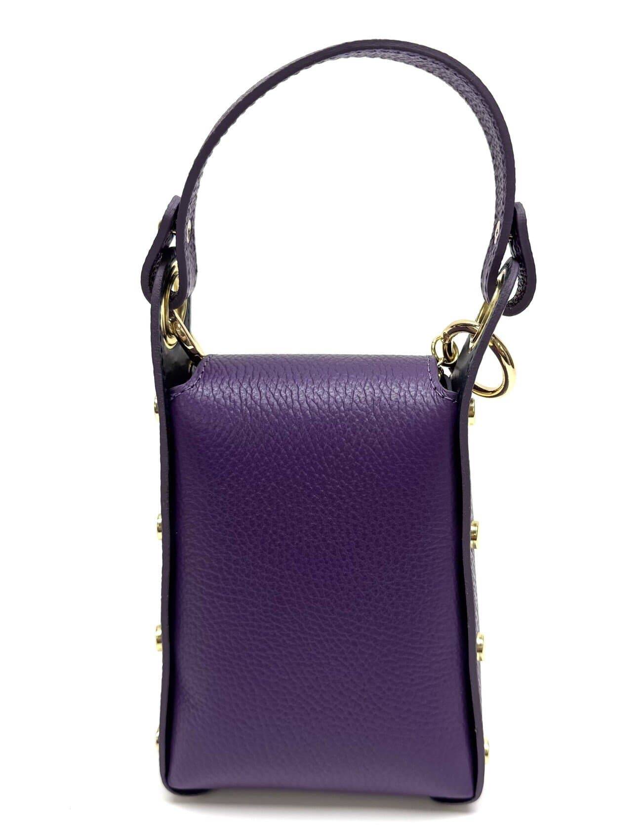 Borsa a mano / tracolla da donna in vera pelle AIDA BEE BAG, colore VIOLA, CHIAROSCURO, Made in Italy.