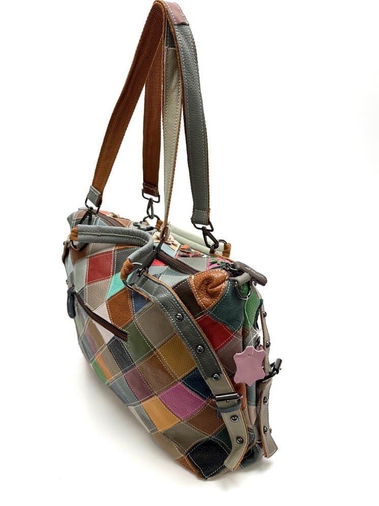 Borsa donna in vera pelle ARIANNA DINI mod. ELOISA, MULTICOLORE - FIORI / RANDOM