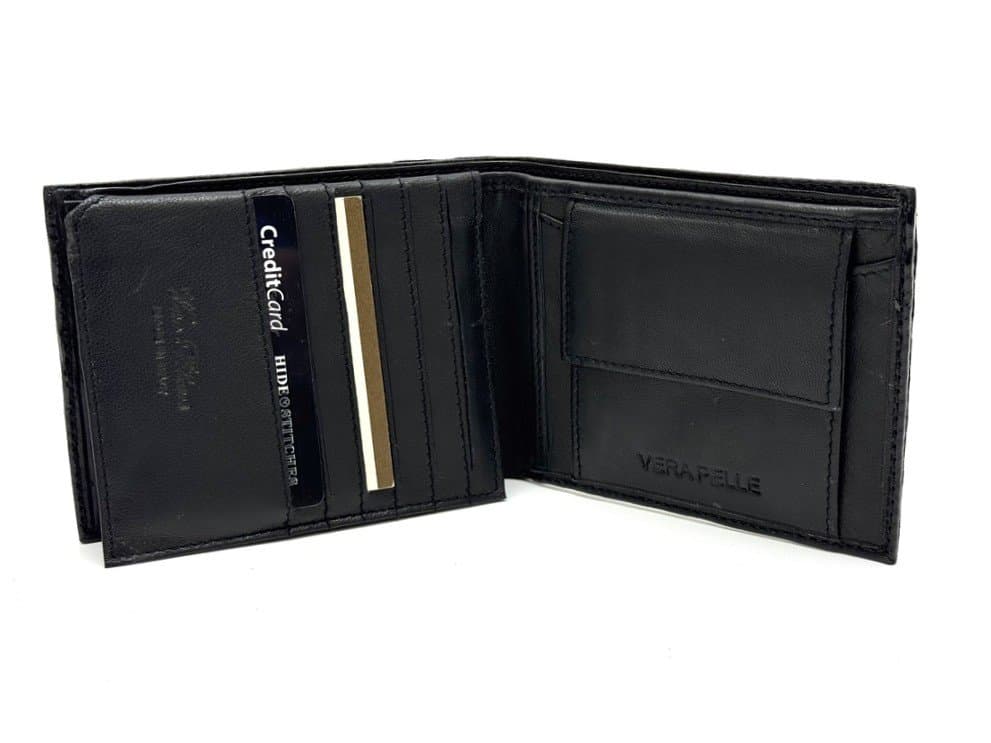 MAURITIUS: portafoglio uomo in pelle di pitone, colore: NERO, Made in Italy