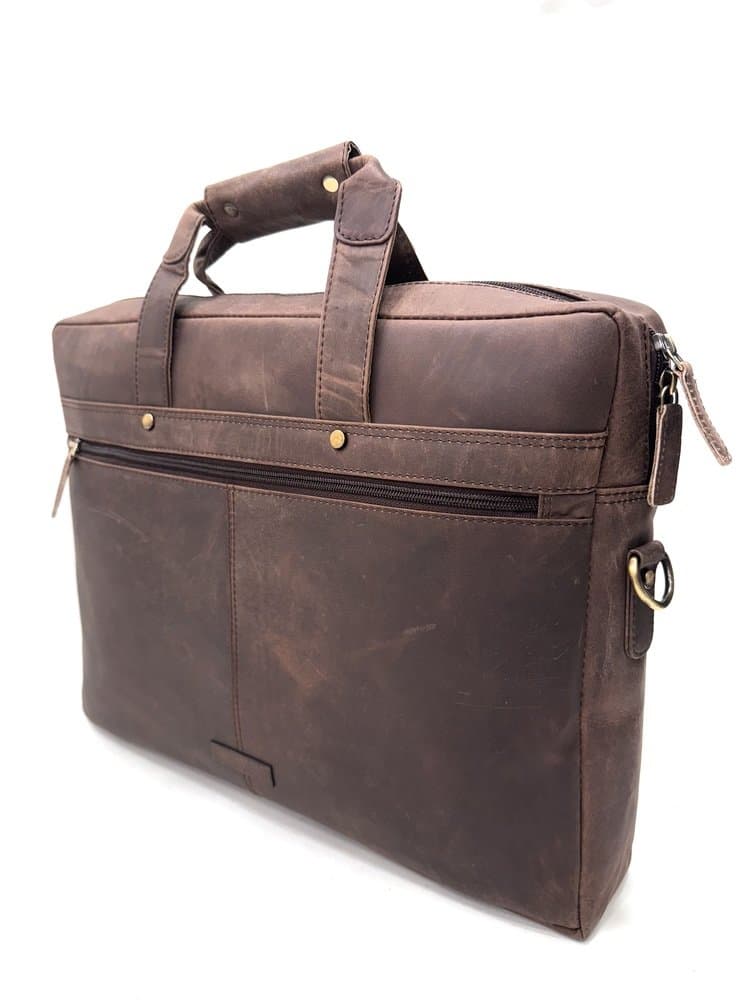 ANSALDO: cartella ufficio / borsa lavoro, uomo - donna, colore: NABUK MARRONE, Made in Italy.