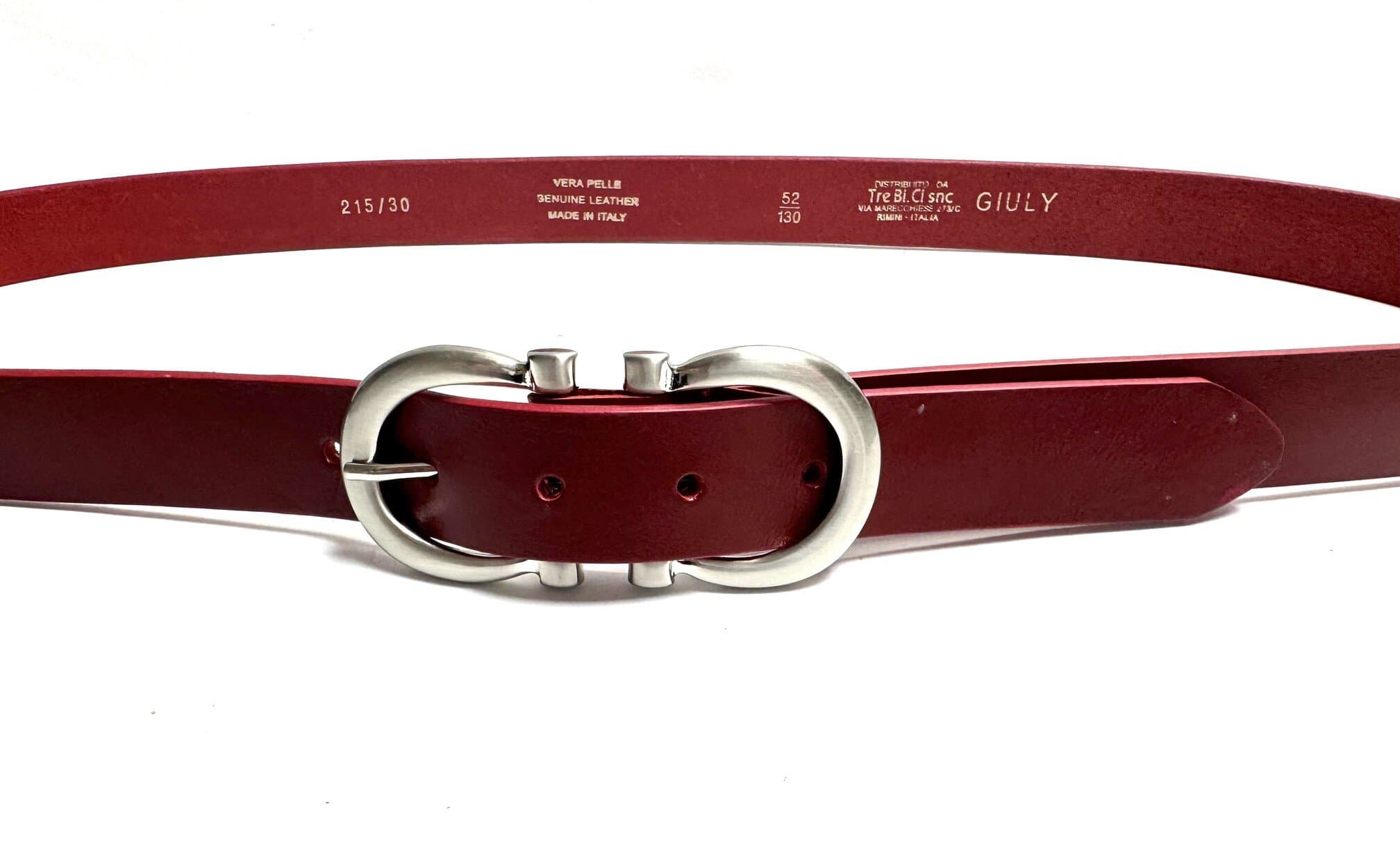Cintura donna in vera pelle CHIAROSCURO mod. OSLO colore ROSSO Made in Italy