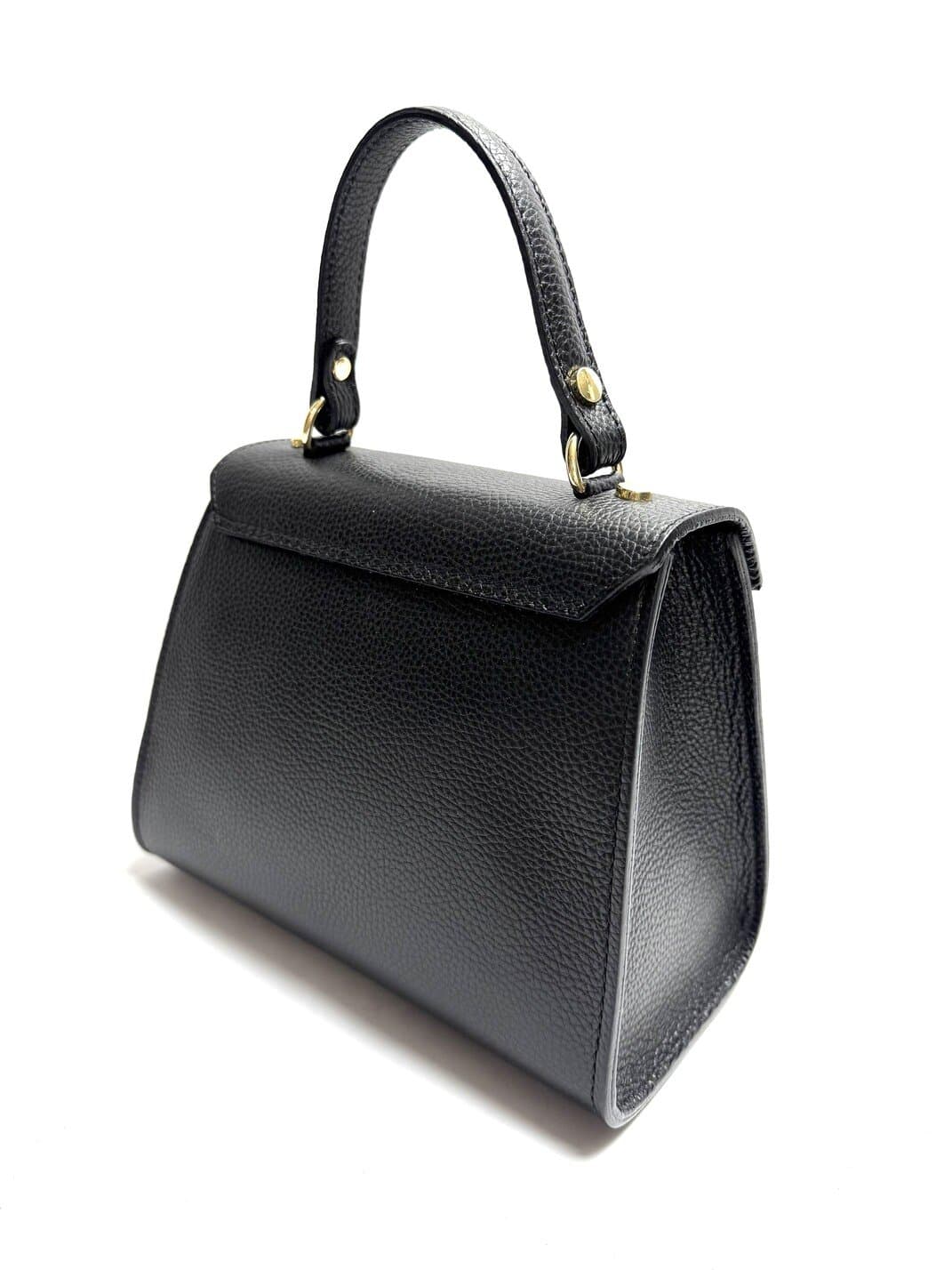 Borsa  da donna in vera pelle KATY, colore NERO, CHIAROSCURO, Made in Italy.