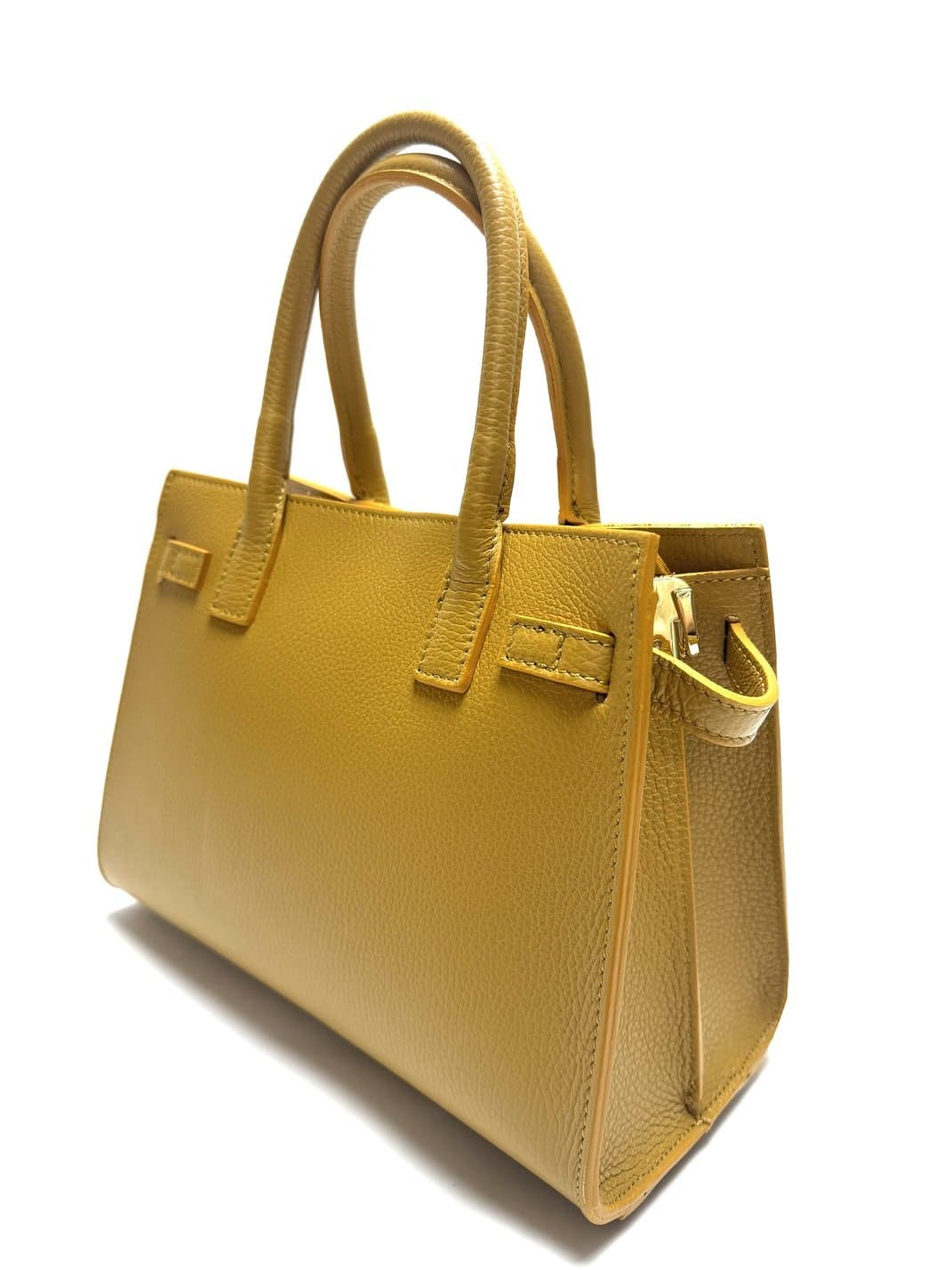 Borsa da donna in vera pelle KRISTAL, colore GIALLO, CHIAROSCURO, Made in Italy