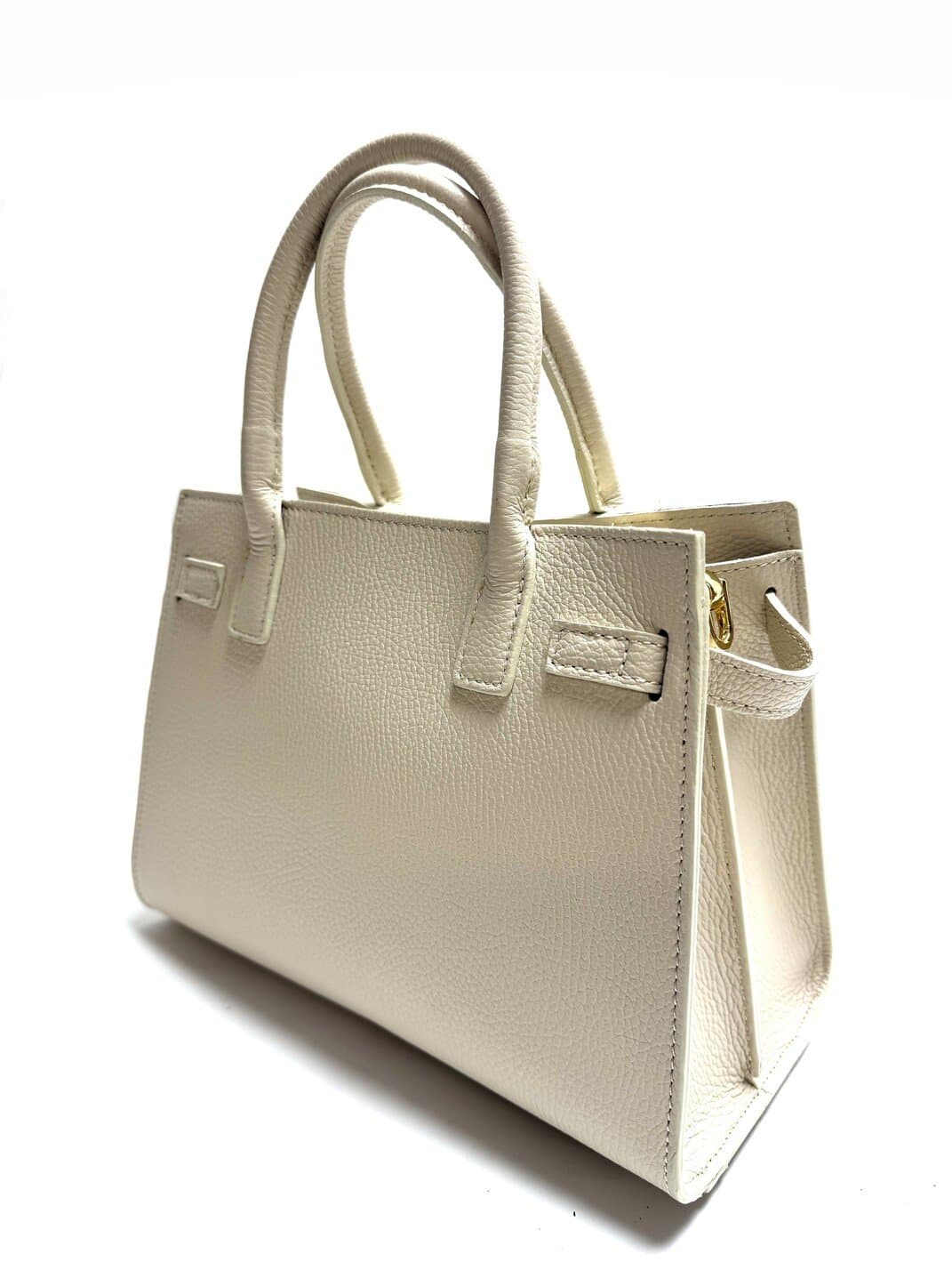 Borsa da donna in vera pelle KRISTAL, colore BEIGE, CHIAROSCURO, Made in Italy