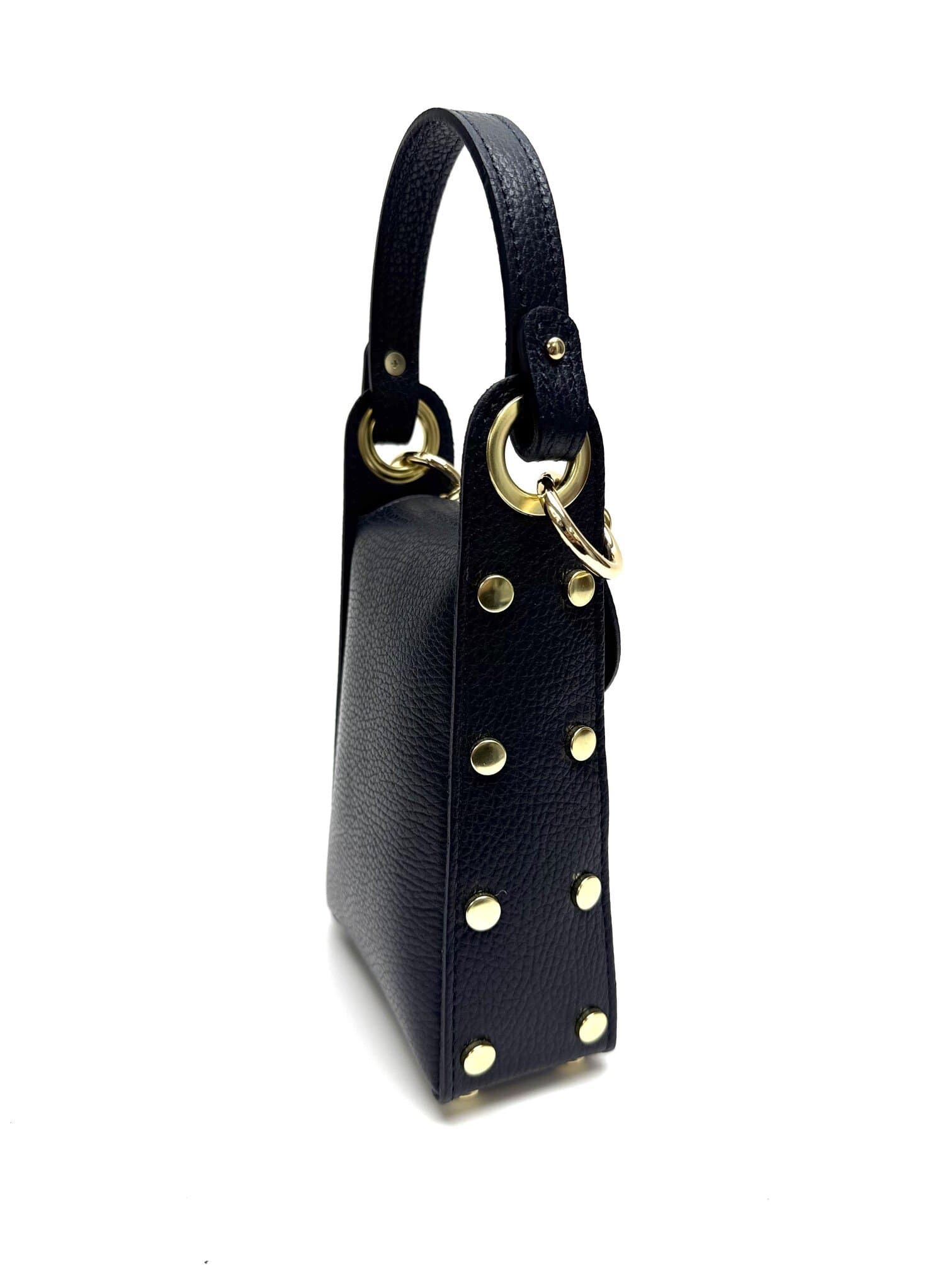 Borsa a mano / tracolla da donna in vera pelle AIDA BEE BAG, colore BLU SCURO, CHIAROSCURO, Made in Italy.
