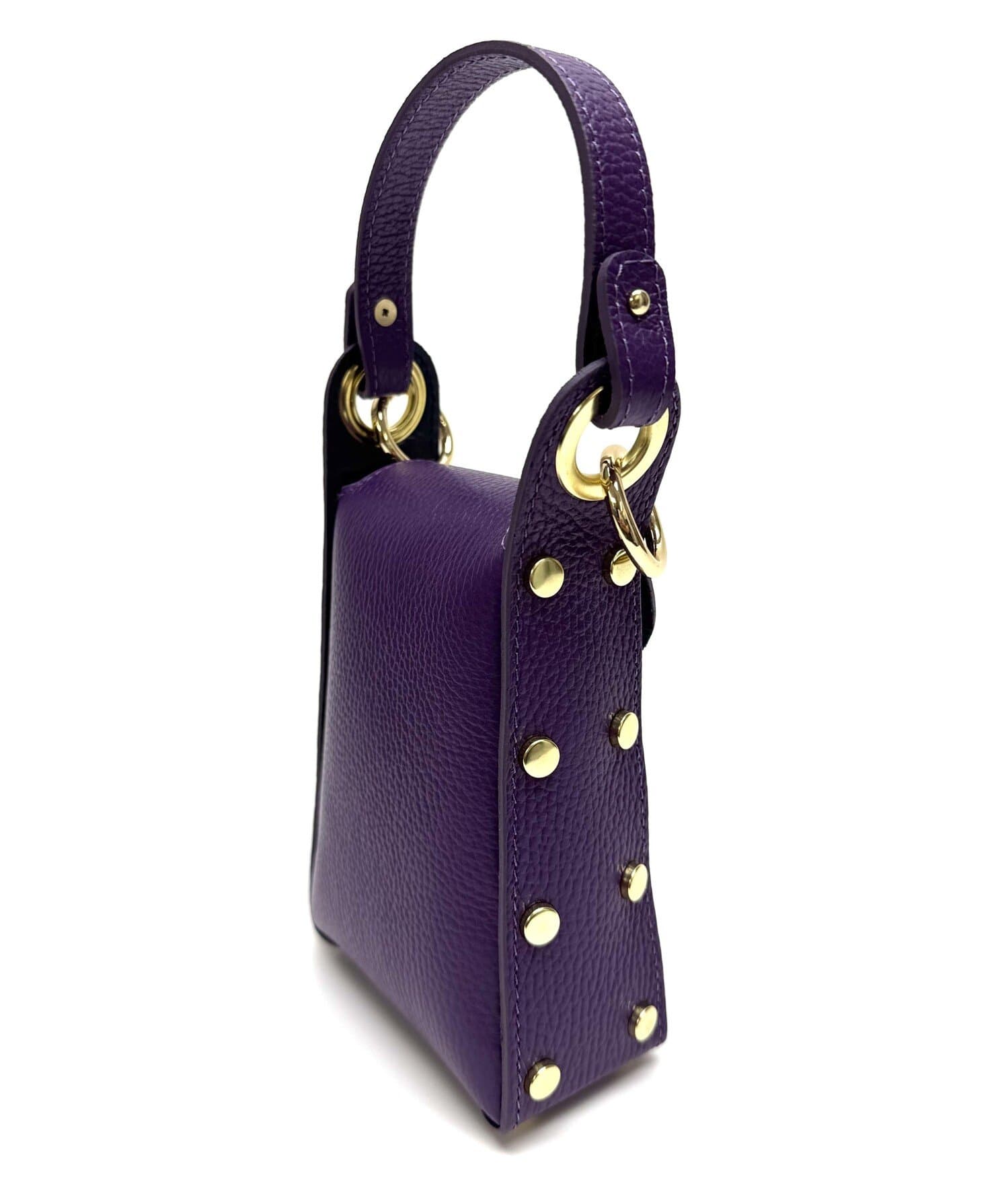 Borsa a mano / tracolla da donna in vera pelle AIDA BEE BAG, colore VIOLA, CHIAROSCURO, Made in Italy.