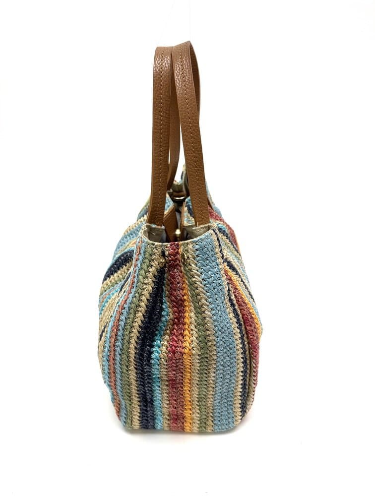 Borsa da donna in vera pelle / rafia SCARLETT colore MULTICOLOR, CHIAROSCURO, Made in Italy