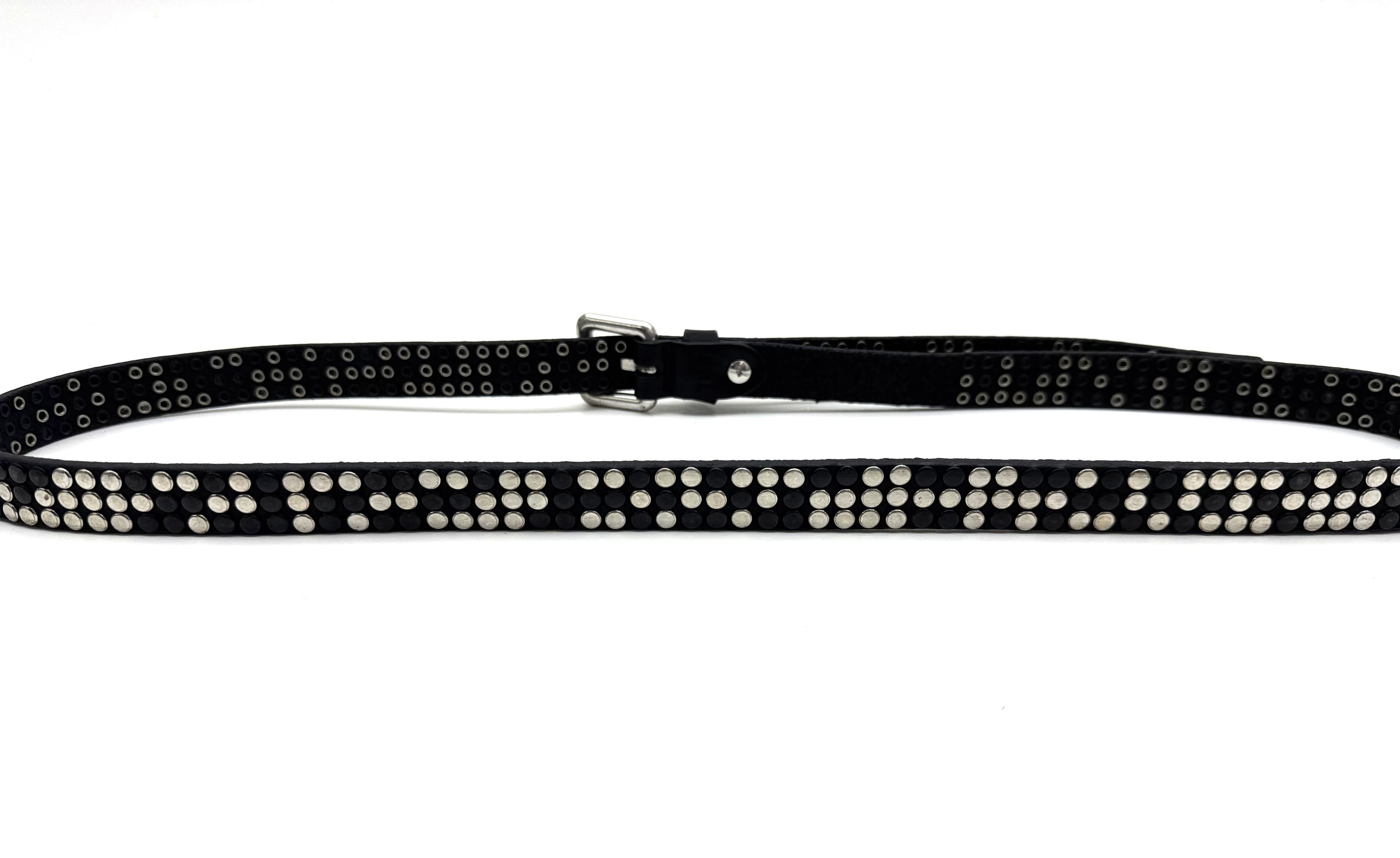 Cintura in vera pelle CHIAROSCURO - VLK mod. CALCUTTA SMALL colore NERO con borchie random Made in Italy