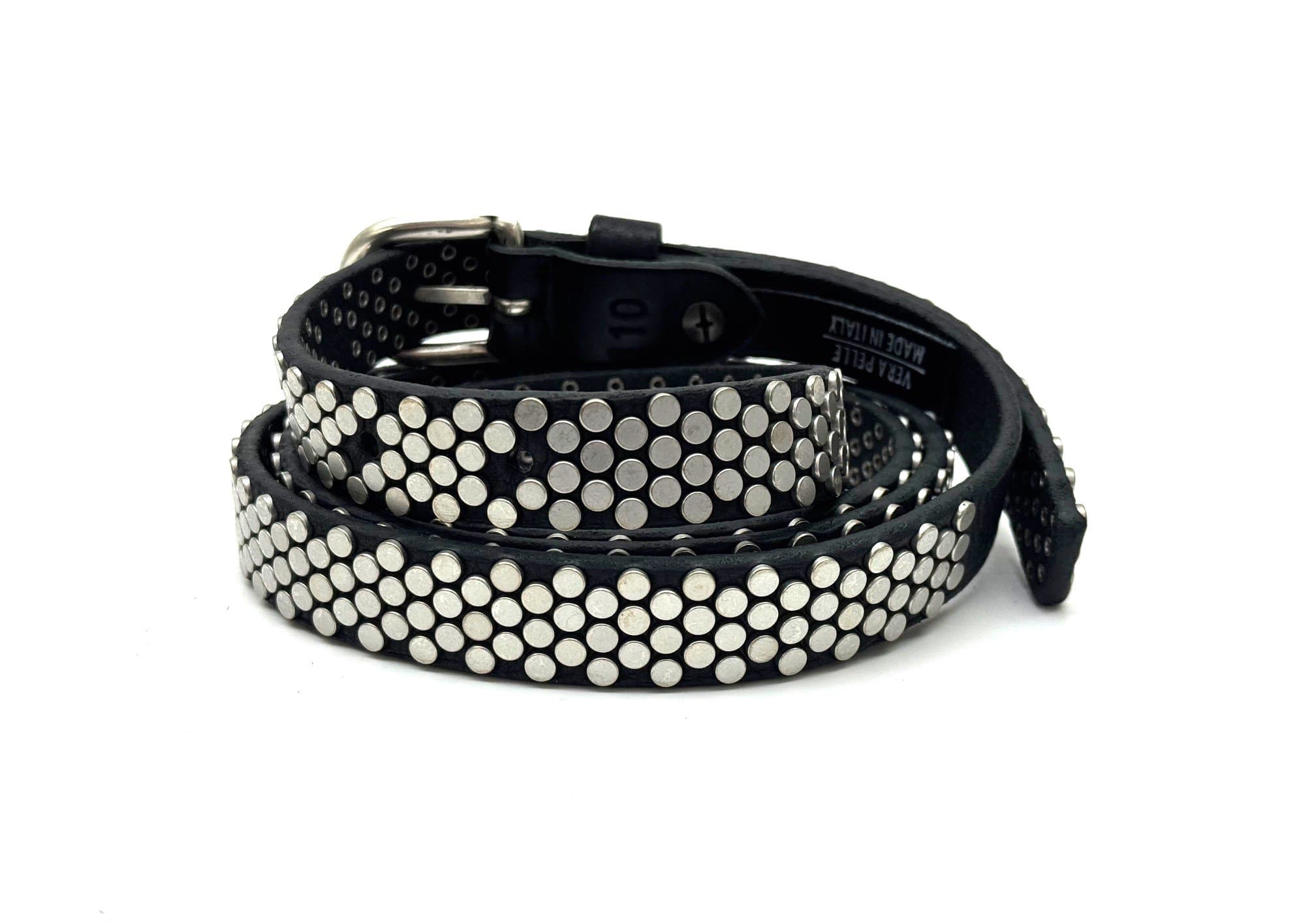 Cintura in vera pelle CHIAROSCURO - VLK mod. BERLINO colore NERO con borchie random Made in Italy