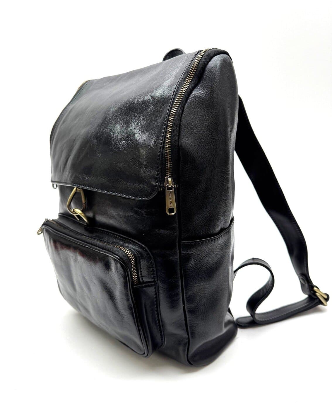 Backpack buffered real leather mod. MONTE EVEREST MAXI, colour BLACK, Made in Italy