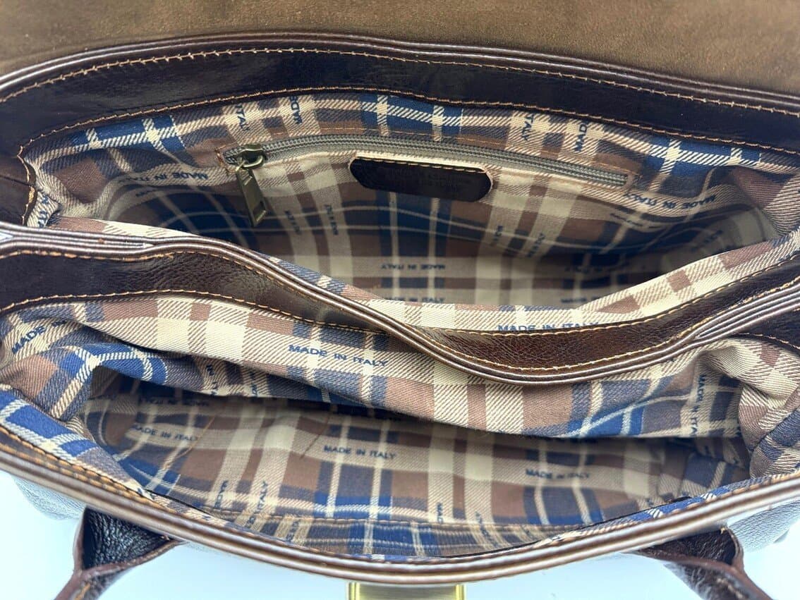 Borsa donna in vera pelle CHIAROSCURO mod. MARGHERITA, colore TESTA DI MORO, Made in Italy.
