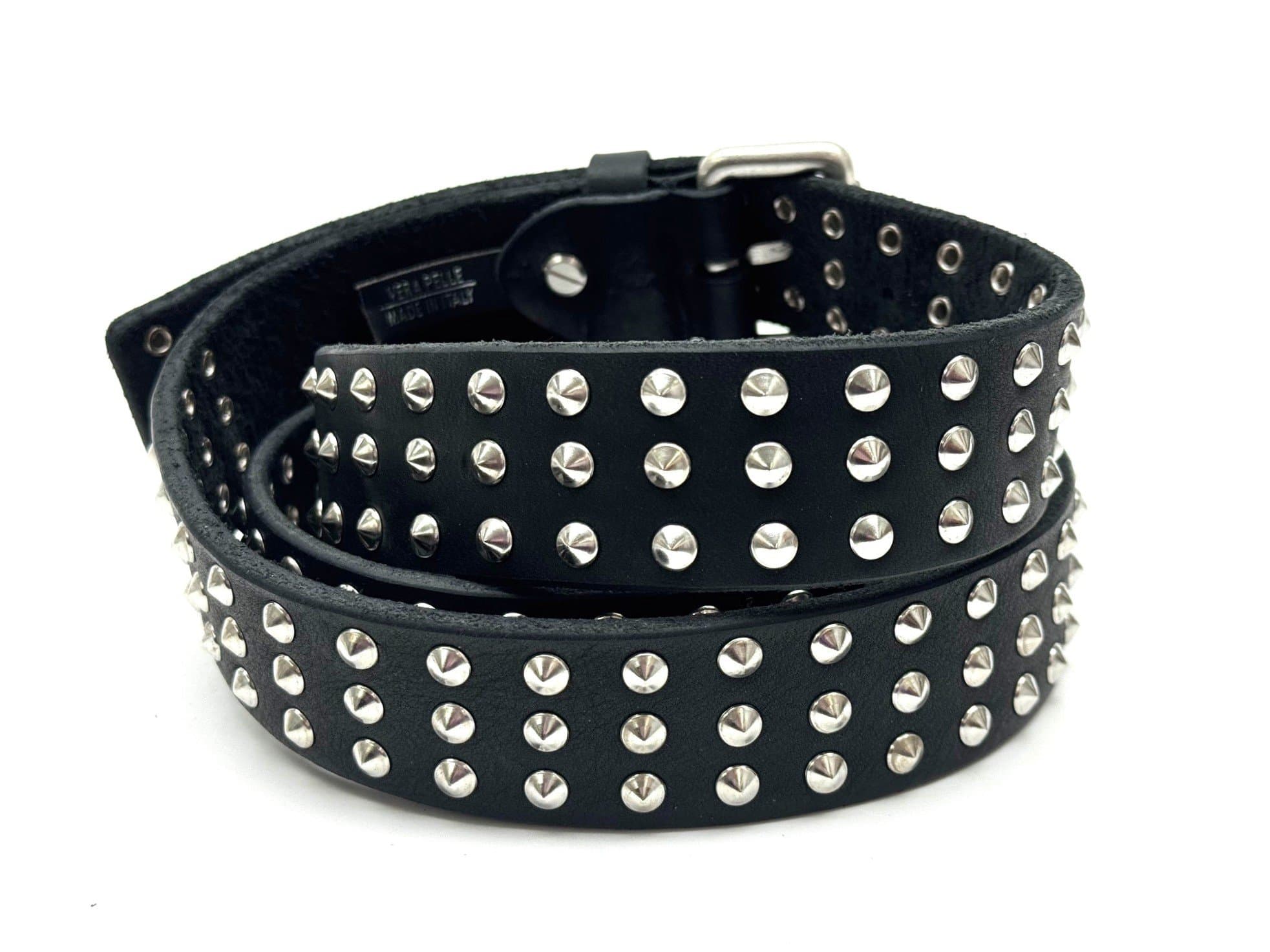 Cintura in vera pelle CHIAROSCURO - VLK mod. MANCHESTER colore NERO con borchie Made in Italy