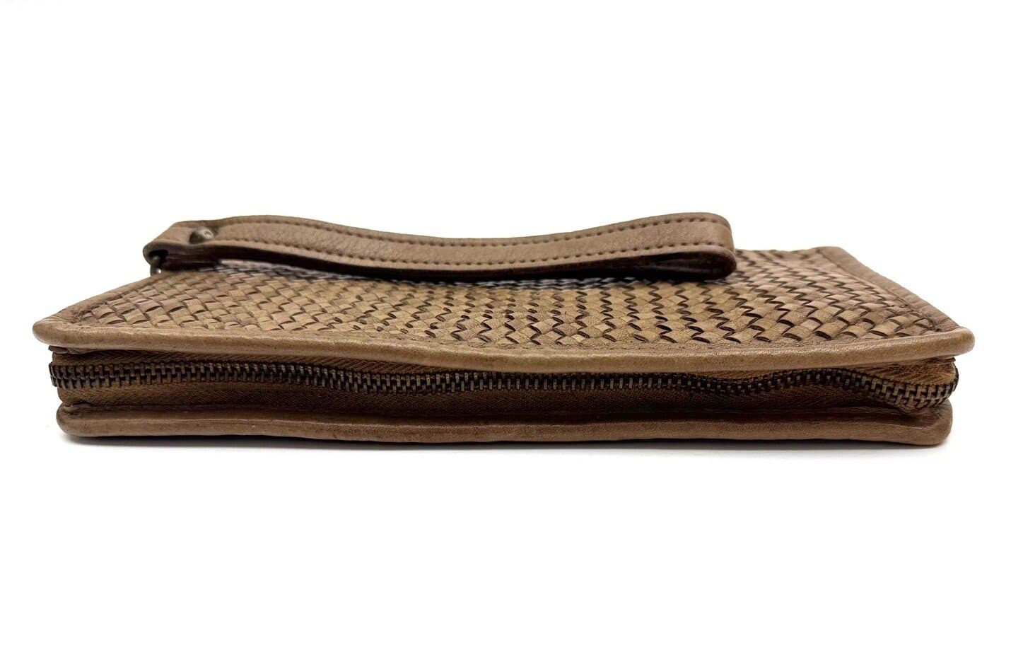 Pochette uomo da polso in vera pelle vintage LIAM, colore TAUPE, CHIARO SCURO, Made in Italy
