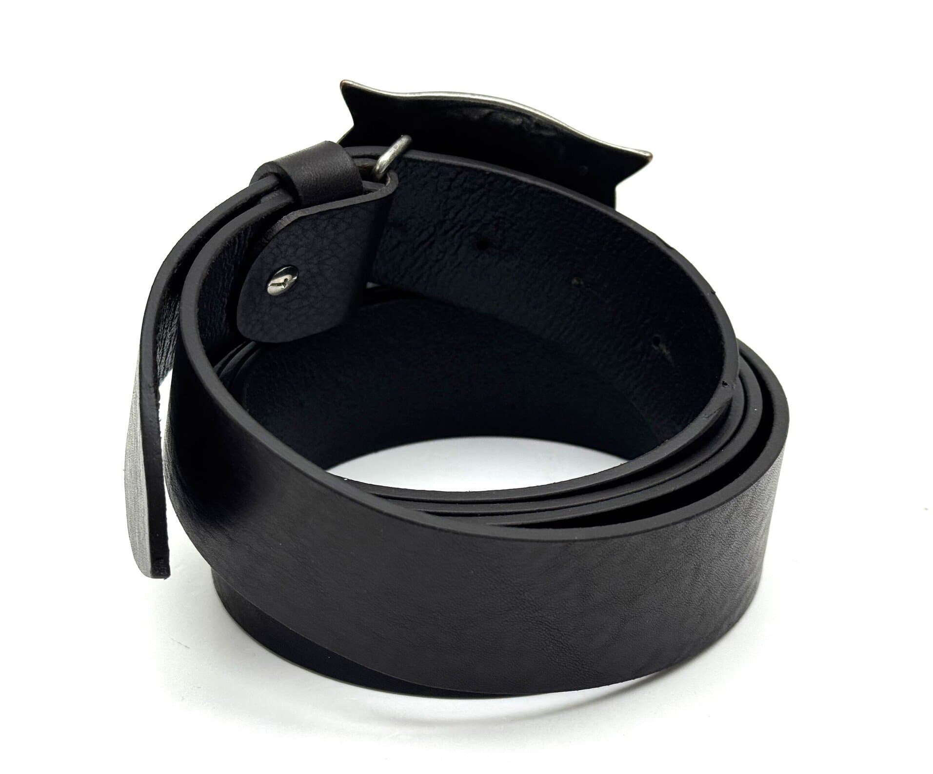 Cintura in vera pelle da uomo AUSTIN - GUFO, colore NERO, fibbia speciale argento, CHIAROSCURO, Made in Italy