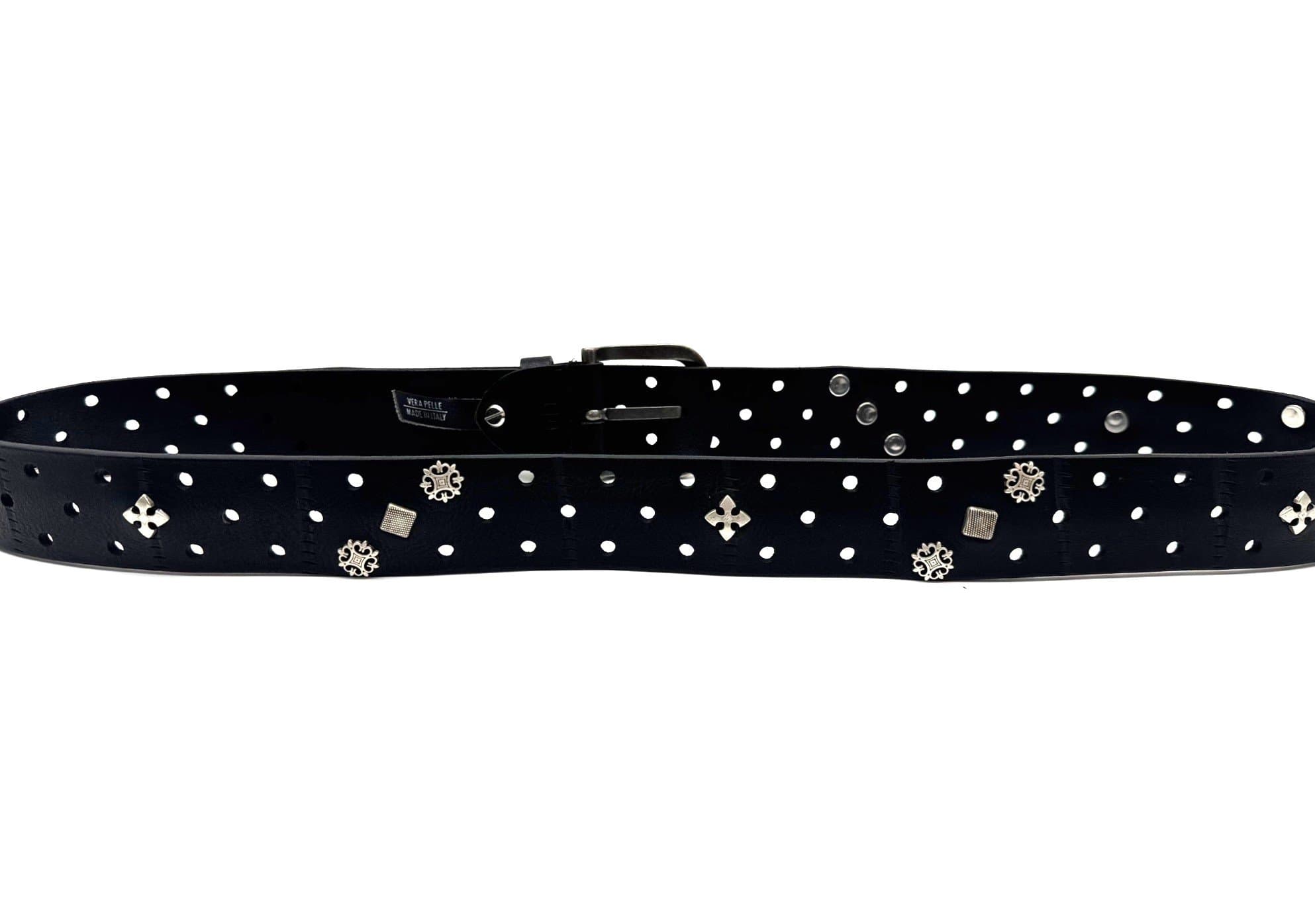 Cintura in vera pelle CHIAROSCURO - VLK mod. TOLEDO colore NERO con borchie Made in Italy