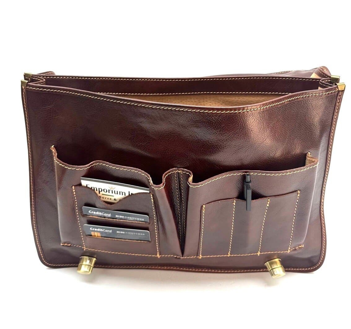 GIORGIO: cartella/borsa ufficio uomo, in cuoio, colore: MARRONE, Made in Italy