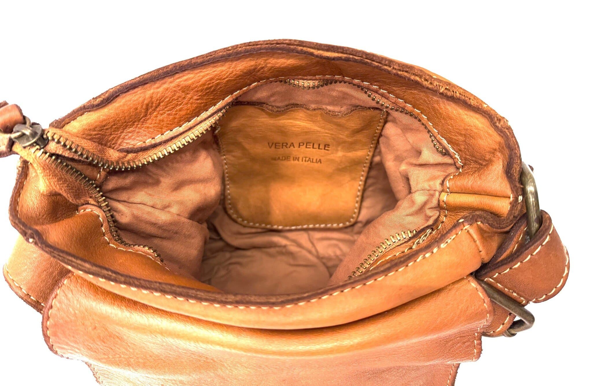  Nome * Borsa tracolla uomo in vera pelle morbida DIMITRI, colore MIELE, CHIAROSCURO, Made in Italy