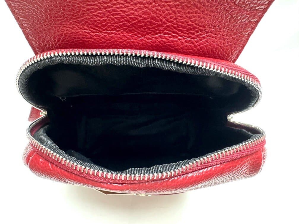 Monte ELBERT : zaino donna, pelle morbida, colore: ROSSO, Made in Italy.