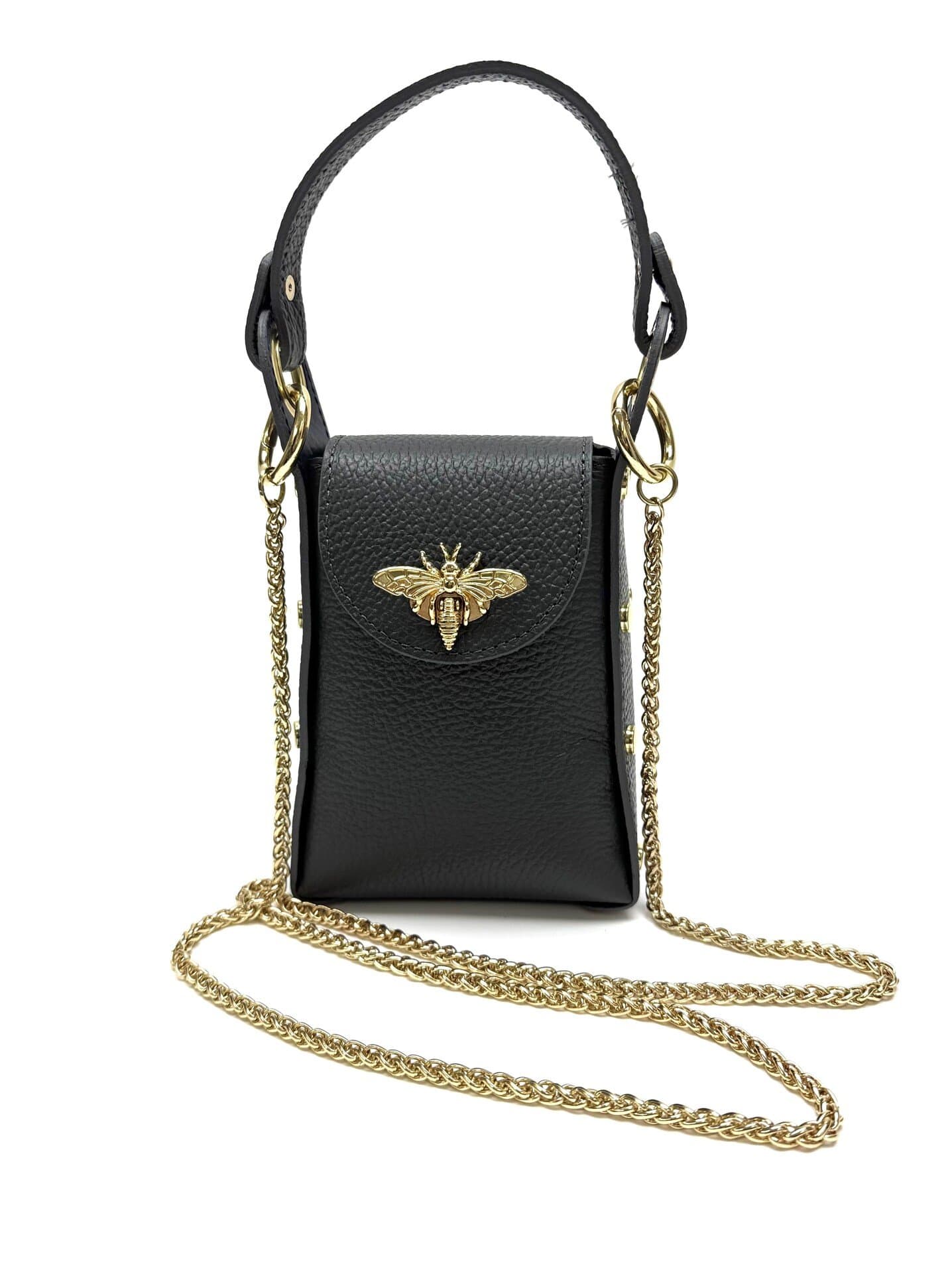 Borsa a mano / tracolla da donna in vera pelle AIDA BEE BAG, colore GRIGIO SCURO, CHIAROSCURO, Made in Italy.