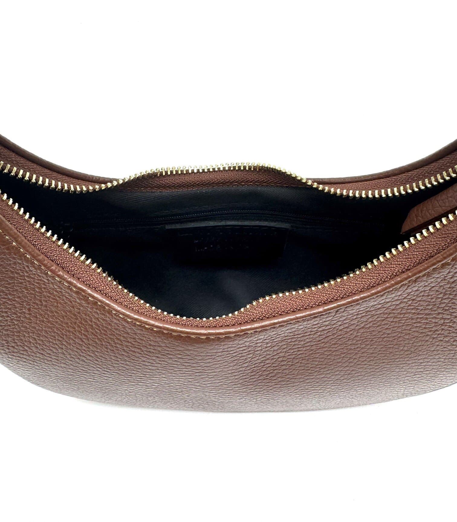 Borsa piccola in vera pelle martellata, modello MOANA, colore MARRONE, CHIAROSCURO, Made in Italy