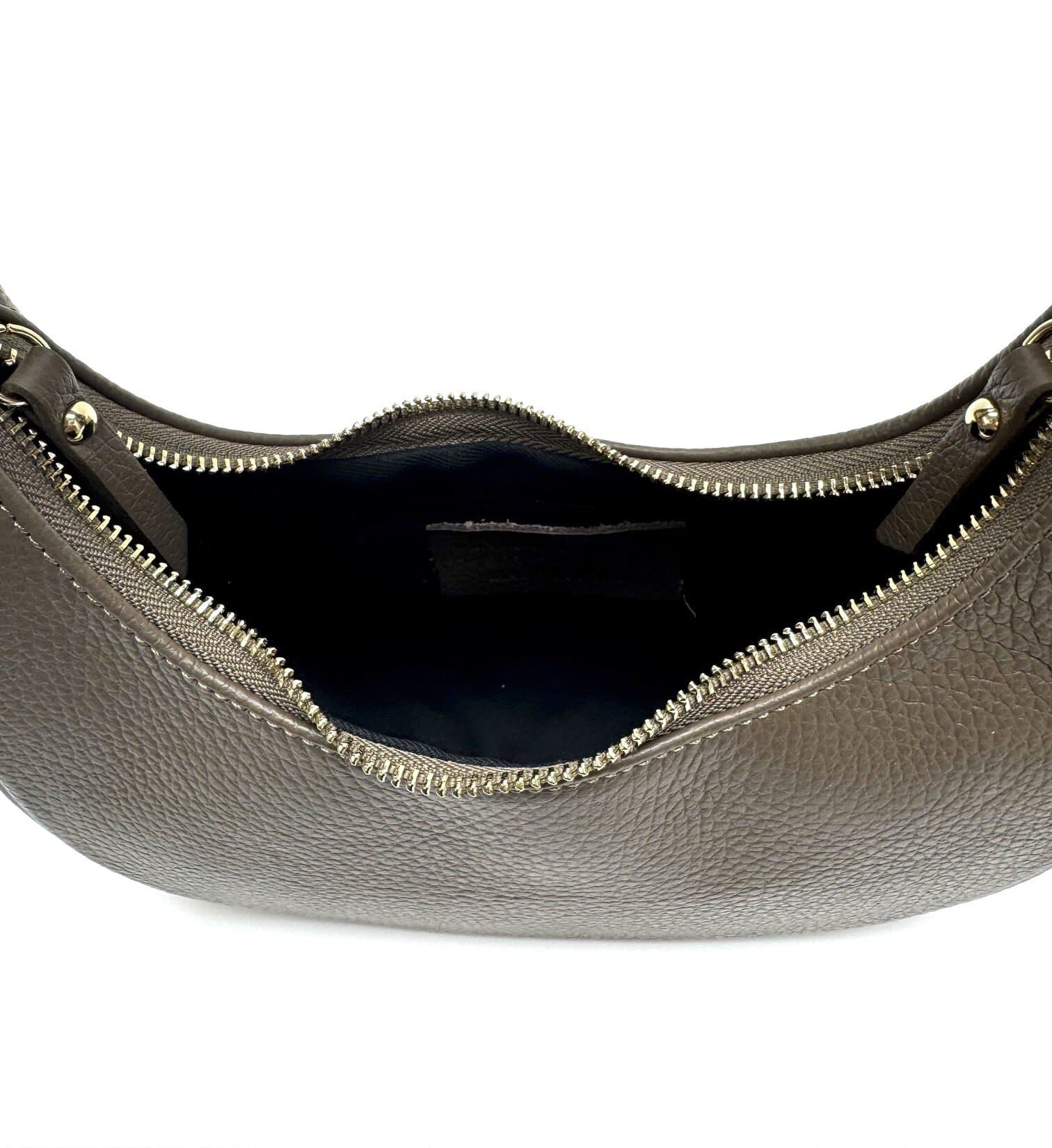 Borsa piccola in vera pelle martellata, modello MOANA, colore TAUPE, CHIAROSCURO, Made in Italy