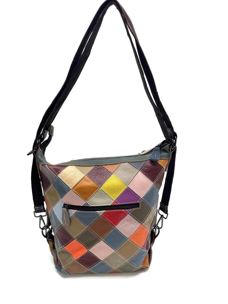 Borsa zaino ALICE, pelle vera morbida, multicolor-fiori, ARIANNA DINI