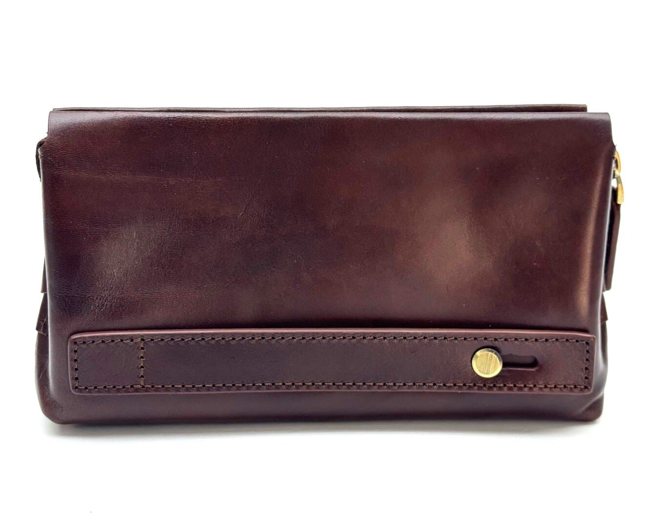  Pochette uomo da polso in vera pelle LEWIS, colore MARRONE, CHIAROSCURO, Made in Italy