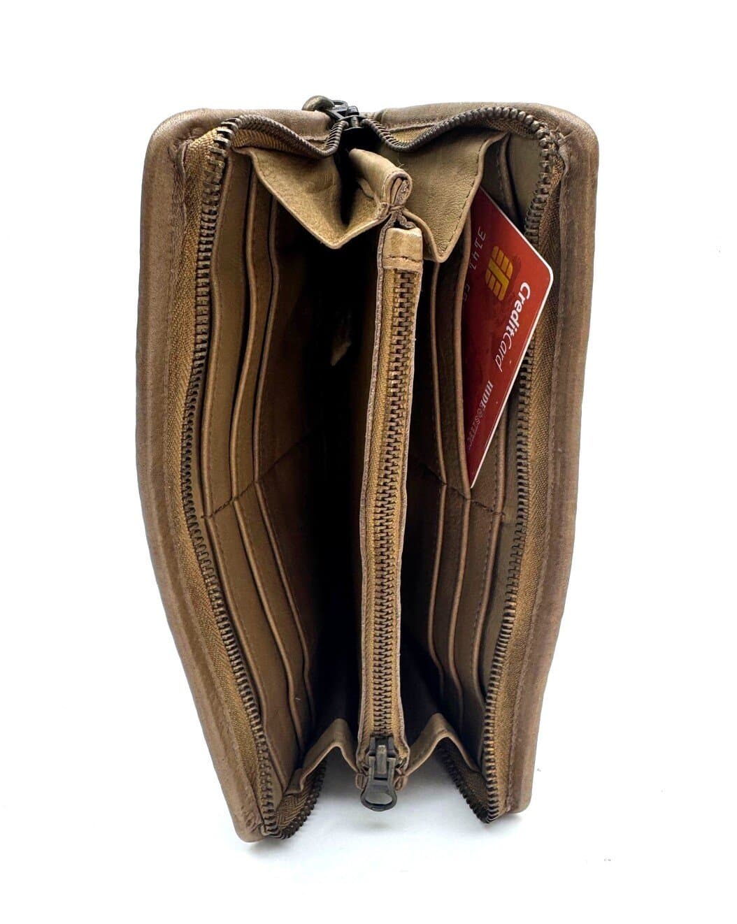 Pochette uomo da polso in vera pelle vintage LIAM, colore TAUPE, CHIARO SCURO, Made in Italy
