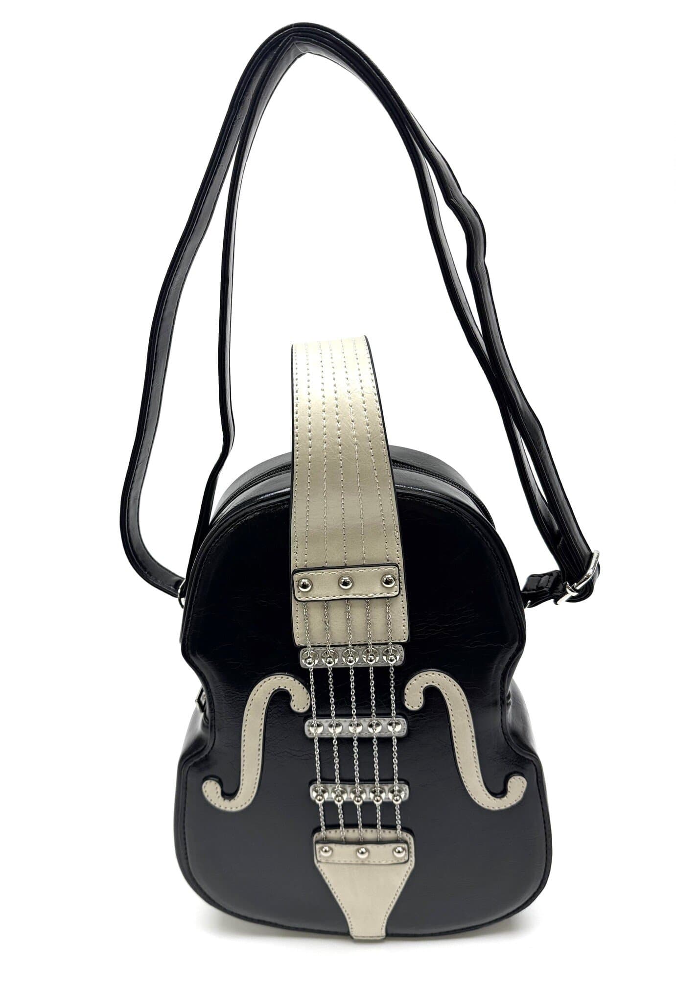 Borsa Violin Luthia con tracolla, Cosplay Steampunk, in ecopelle, forma violino, colore nero, ARIANNA DINI DESIGN
